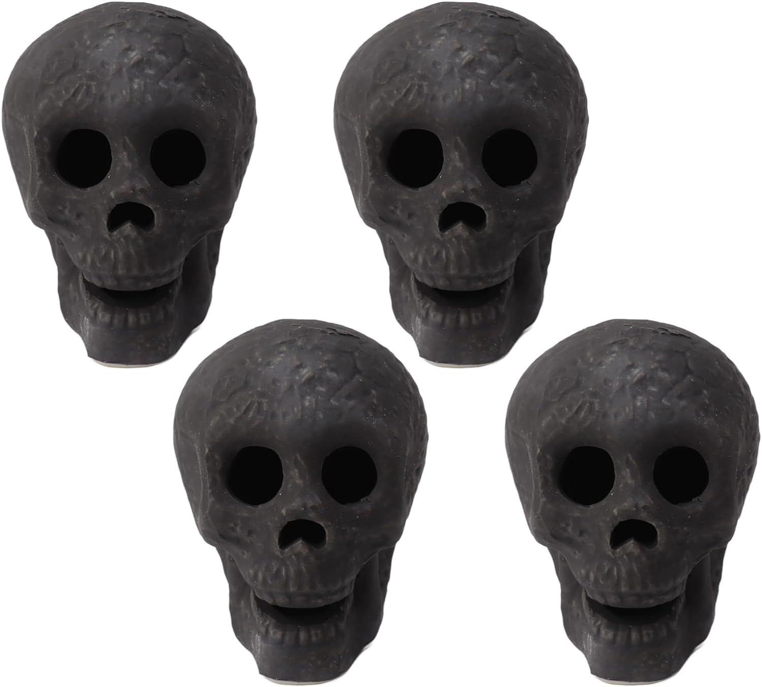 4Pcs Fireproof Fire Pit Skull, Fireproof Imitated Human Skull Ceramic Fireproof Rock, Halloween Skull Shaped Fire Stones for Fire Pit Bonfire Campfire Fireplaces Halloween Decor image number 5