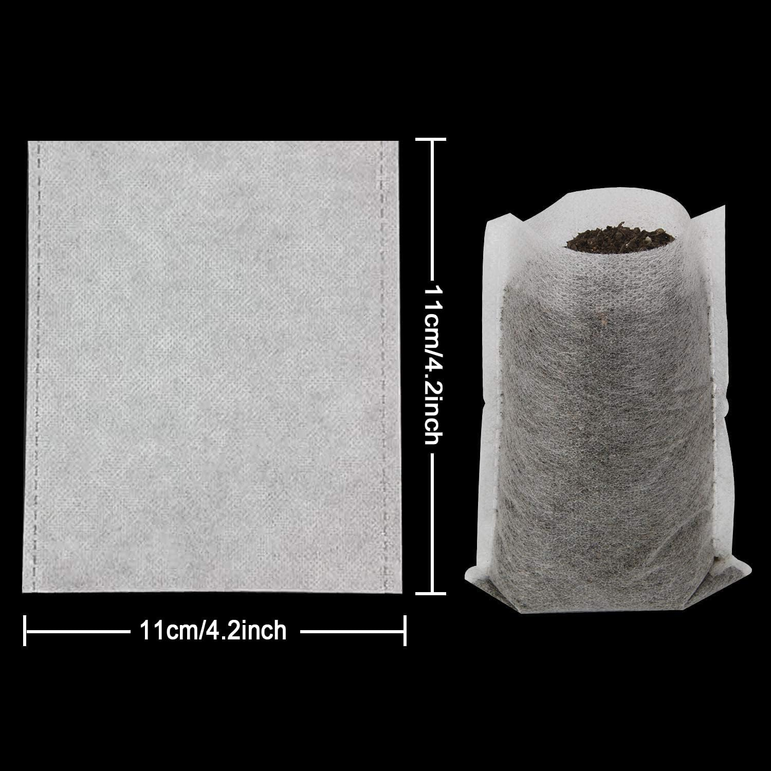 Augshy Grow Bags - 400Pcs Plant Nursery Bags, Seeding Bags, Fabric Seedling Pots - Home Garden Outdoor Greenhouse Supplies - 11X11Cm/4.2"X4.2" Non-Woven image number 4