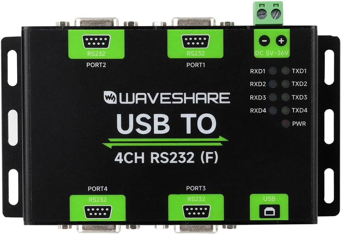 Waveshare Industrial Isolated USB to 4CH RS232 Converter (DB9 Female Interface), Adopts Original FT4232HL Chip, Features High-Speed&Stable Communication, Compatible with Mac/Linux/Android/Windows... image number 3