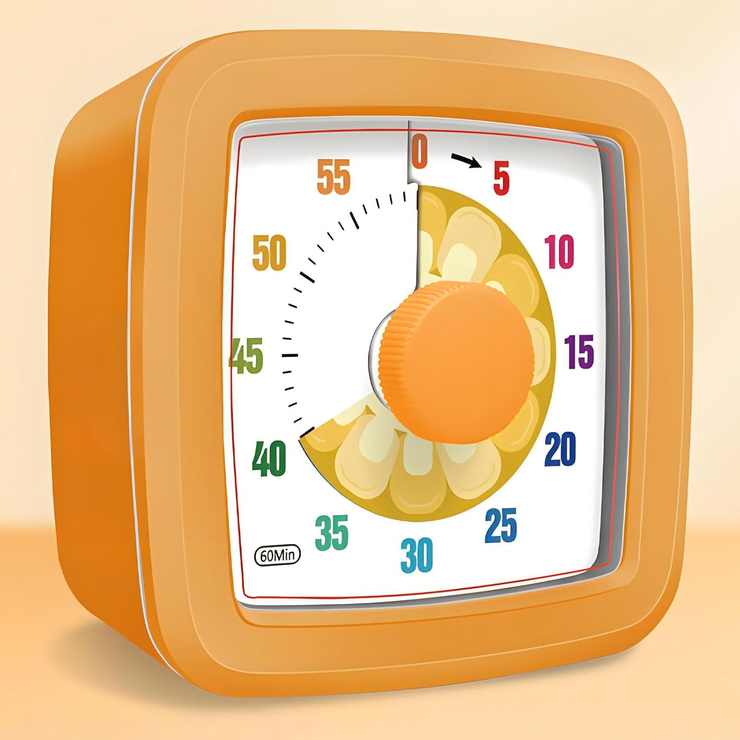 3.75 * 3.75 * 1.86In Kids Visual Timer - 60 Minute Countdown Clock, Quiet Classroom and Homework Timer, Fun Time Management Learning Tool image number 6
