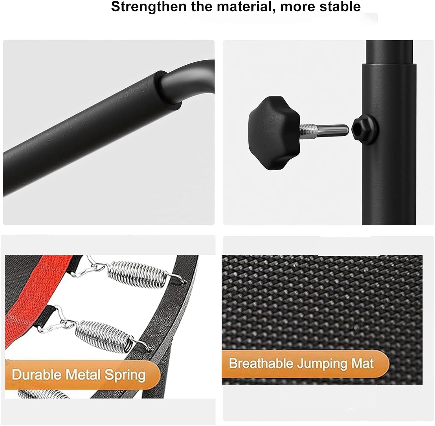 48" Rebounder Trampoline Foldable Fitness Indoor Exercise Workout Rebounder Trampoline with 5 Level Adjustable Heights Foam Handrail, Max Load 300KG image number 6