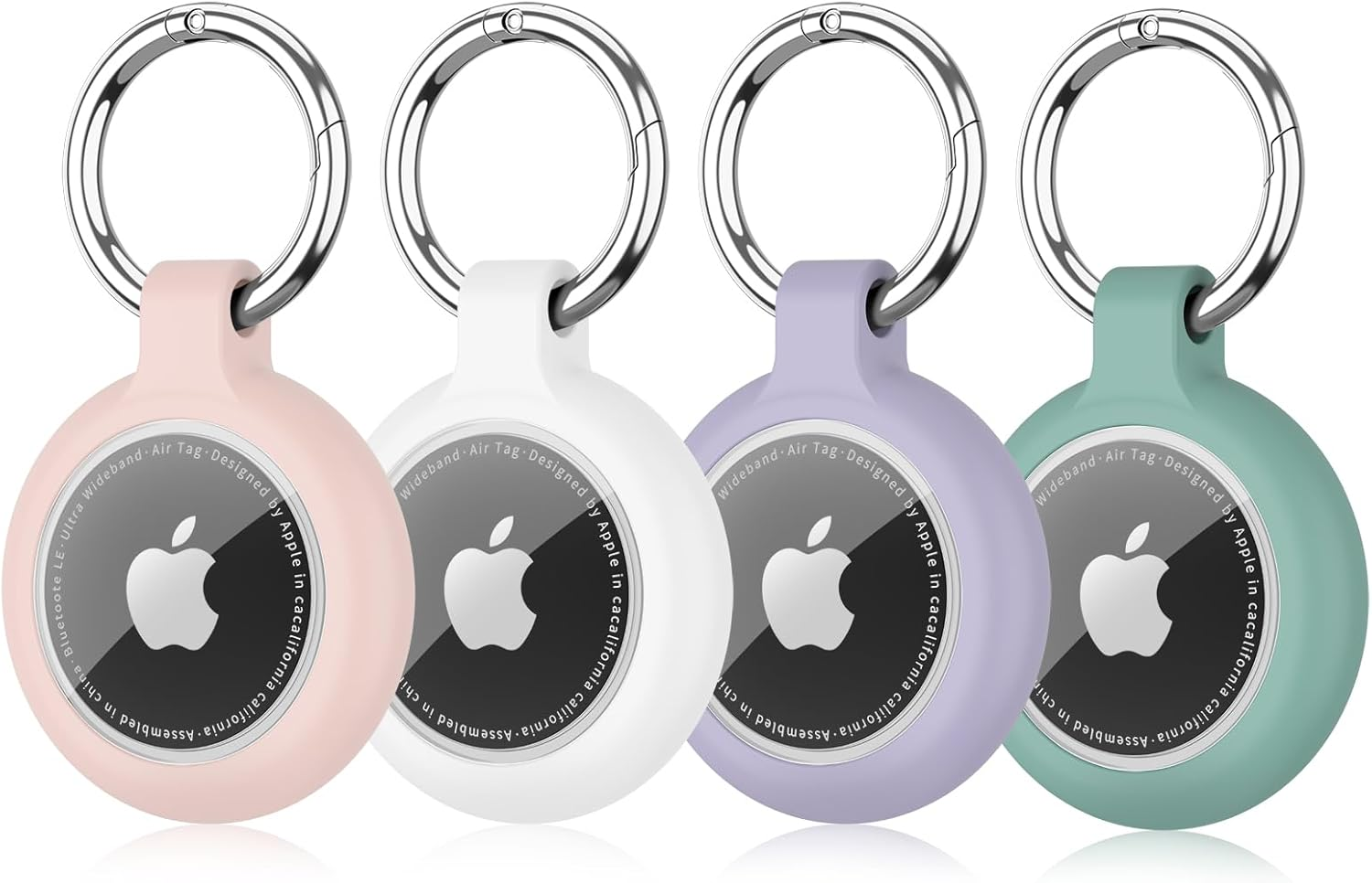 【4 Pack】 for Airtag Holder with Keychain, Upgrade Waterproof Silicone Airtags Key Ring Protective Case Cover Compatible for Apple Air Tag GPS Item Finders Accessories image number 3