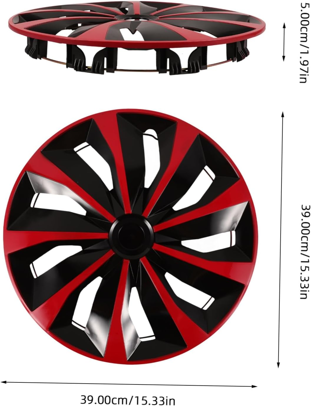 FELTECHELECTR Automotive Car Hubcap 14-Inch Rim Covers Red Black Replacement Hubcaps for Cars Universal Wheel Cover Decorative Hub Caps Suitable for Passenger Vehicles image number 2
