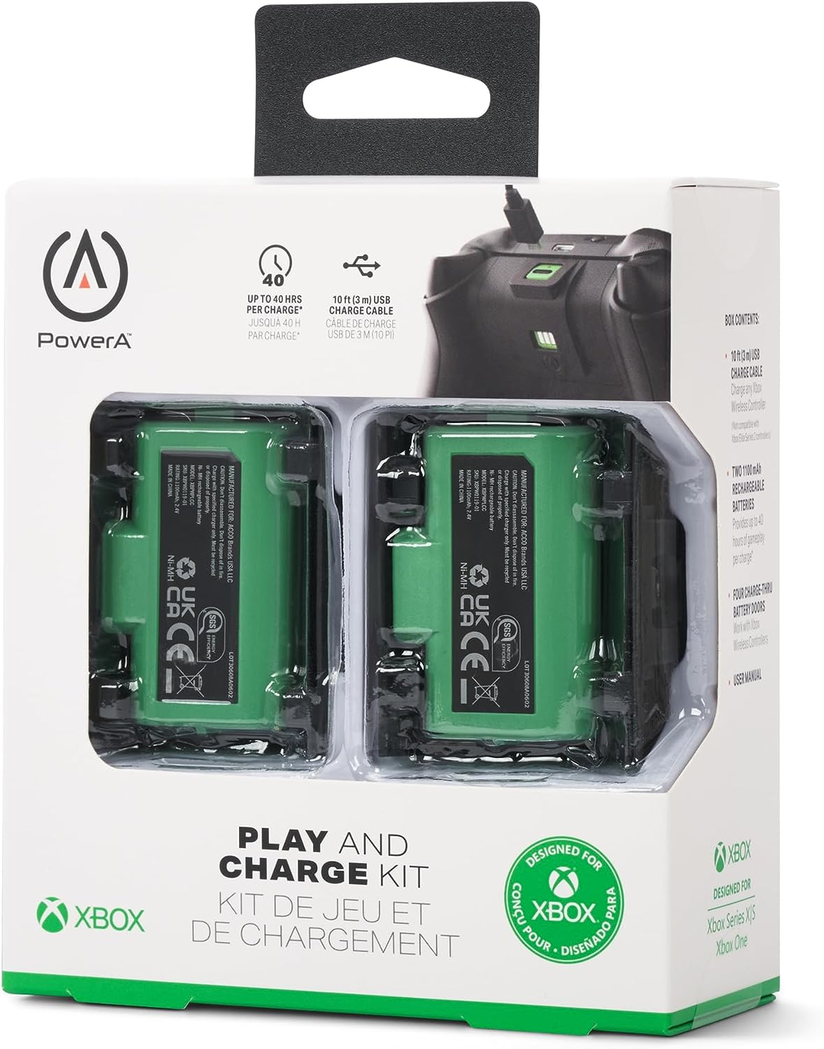 Powera Play & Charge Kit for Xbox Series X/S, Black/Green image number 1