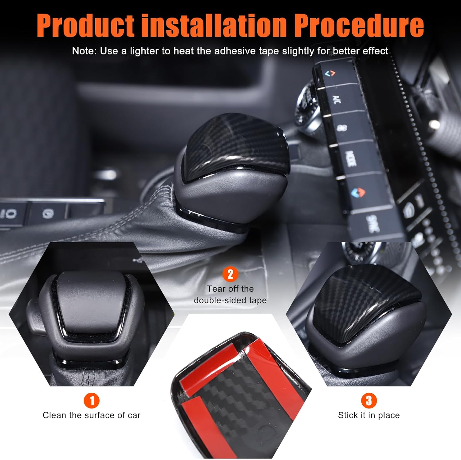 Gear Shift Knob Cover Trim Compatible with Toyota Land Cruiser Prado 250 2024-2025 Accessories | ABS Shifter Head anti Scratch Protector | 1PC Set (Carbon Fiber Pattern) - Carbon Fiber Pattern image number 5