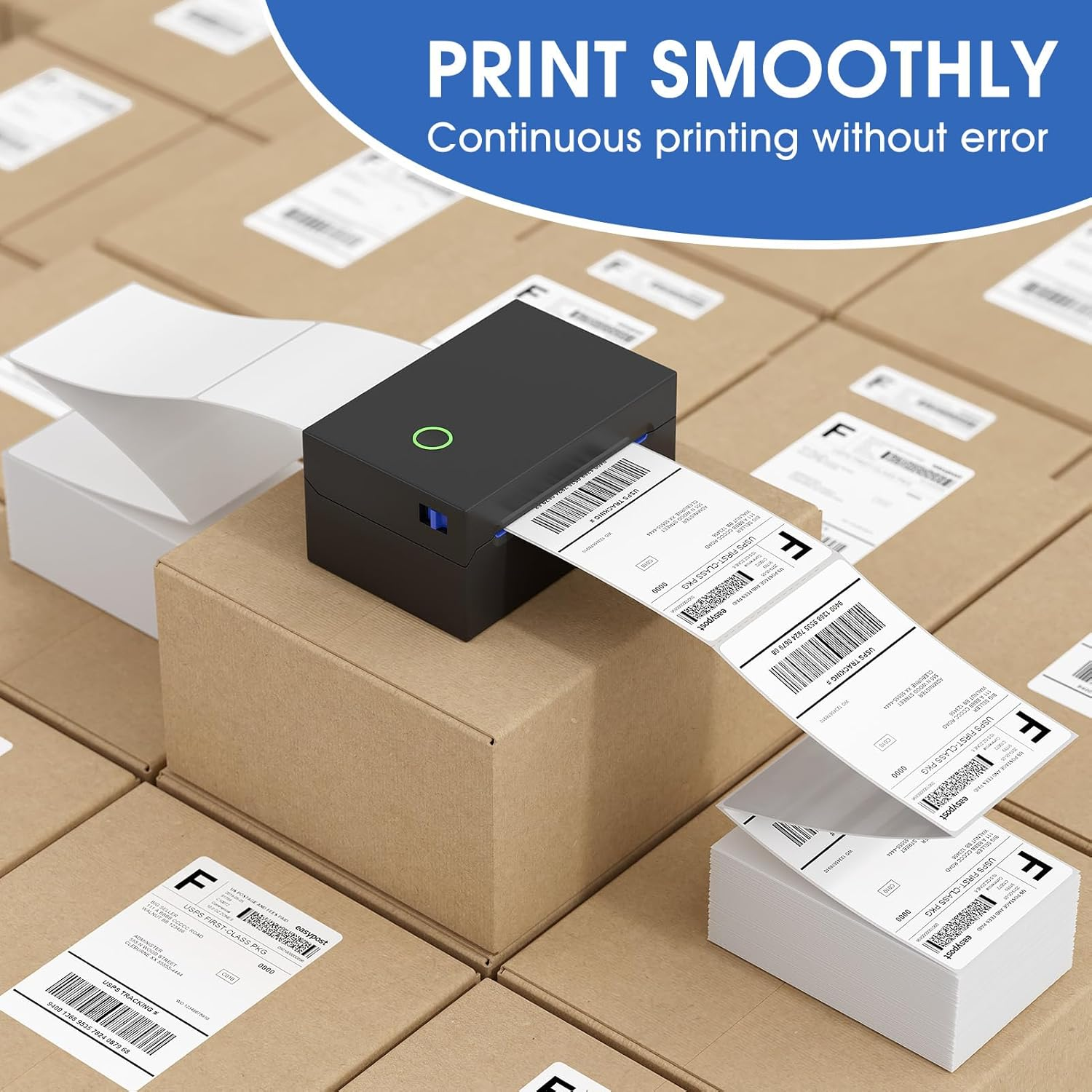 Maxgear 4" X 6" Direct Thermal Labels, 500 Labels, Fanfold Shipping Package Labels, Perforated White Mailing Labels, Commercial Grade, Permanent Adhesive, Compatible with Most Thermal Printers image number 4