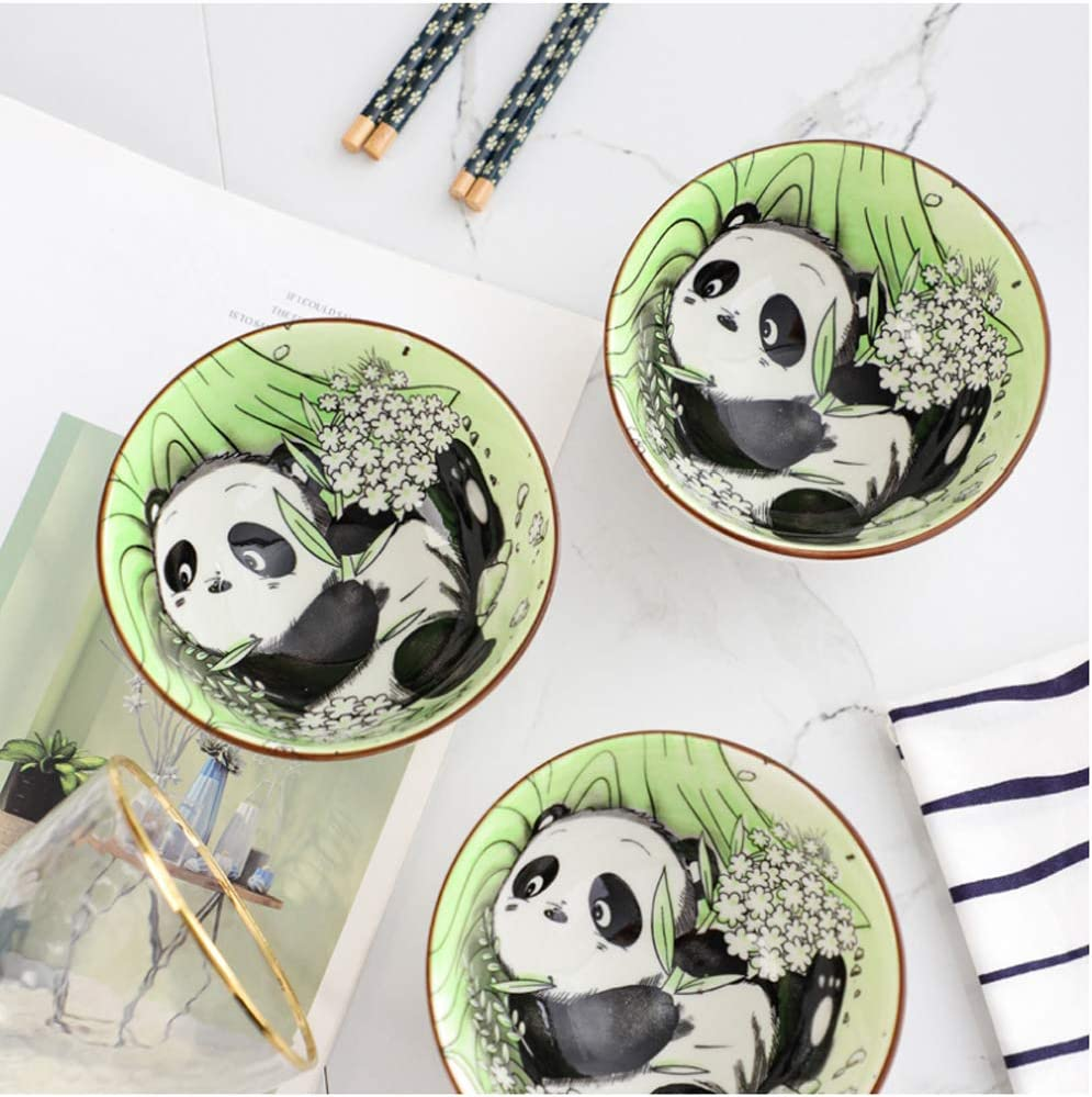 Panda Ceramic Cereal Bowls,Breakfast Bowls, Ceramic Soup Bowls, Ceramic Bowls,Porcelain Bowls for Kitchen, for Cereal, Salad, Pasta,Dessert, Dishwasher, Microwav Safe for Lunch and Dinner (4) image number 3