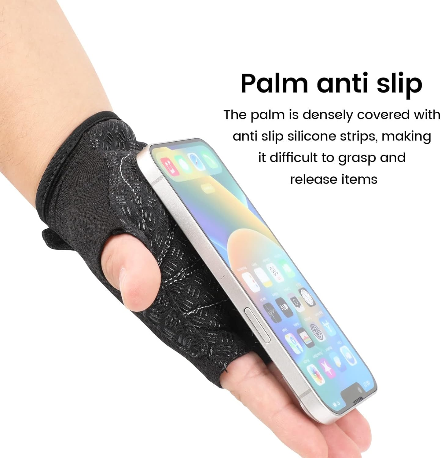 Cycling Gloves, Half Finger Bicycle Gloves with anti Slip Gel Pad, Breathable MTB Gloves Sports Gloves for Men and Women (Black) image number 1