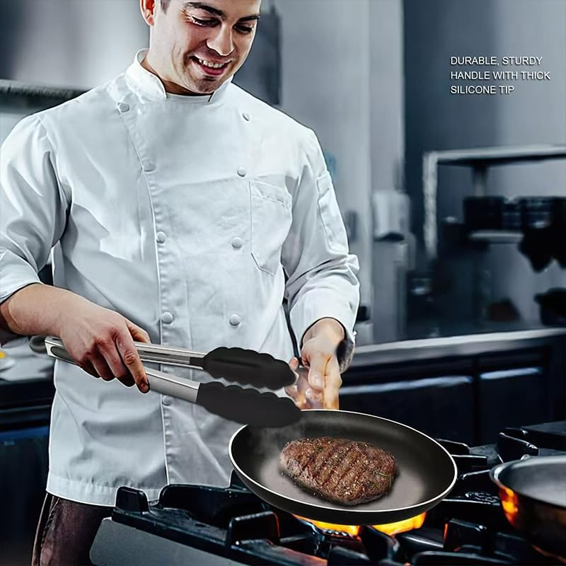 3 Pack Kitchen Tongs,Premium Silicone BPA Free,Food Tongs with Non-Slip Silicone Tips and Grip for Cooking, Baking and Bbq(18Cm & 23Cm & 30Cm) ﻿ (3 Pack Silicone Tongs) image number 3