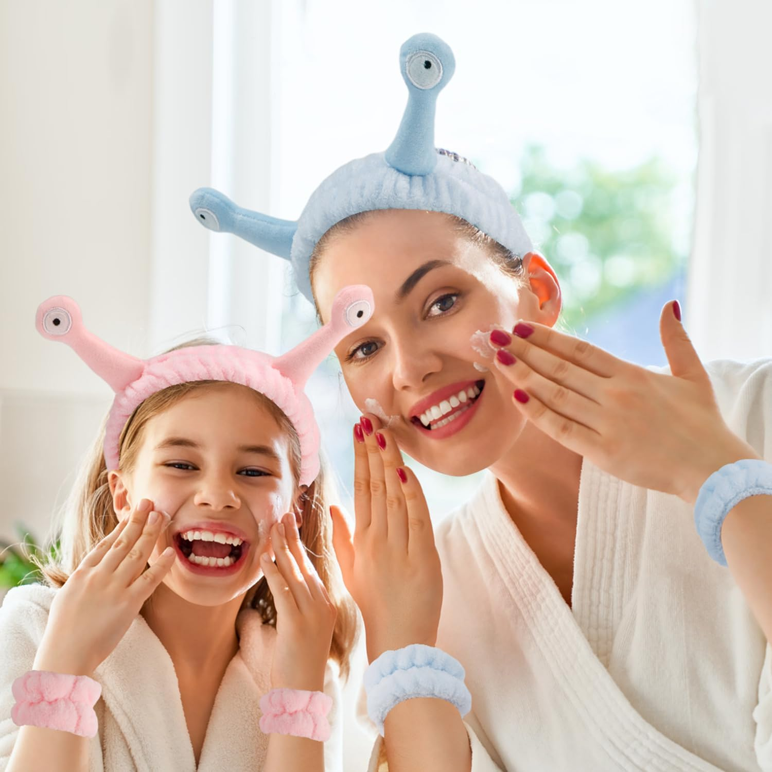 Supoo 9Pcs Spa Headband and Wristband Set Cute Spa Wristbands for Washing Face Makeup Headband image number 4