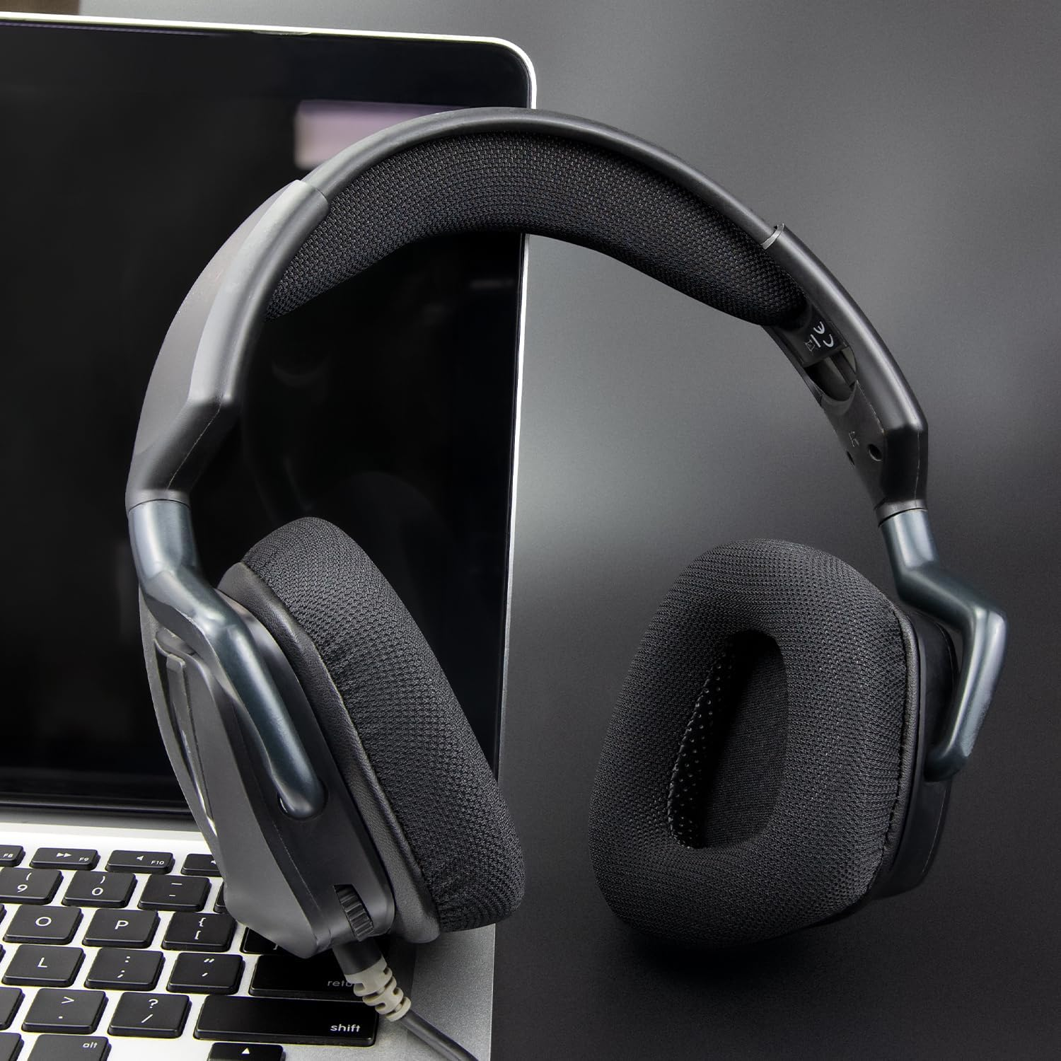 SOULWIT Mesh Fabric Replacement Earpads for Corsair Void/Void V2/Void Pro/Void Elite/Surround Wired & Wireless RGB USB Gaming Headsets, Ear Pads Cushions with Noise Isolation Foam - Black image number 6