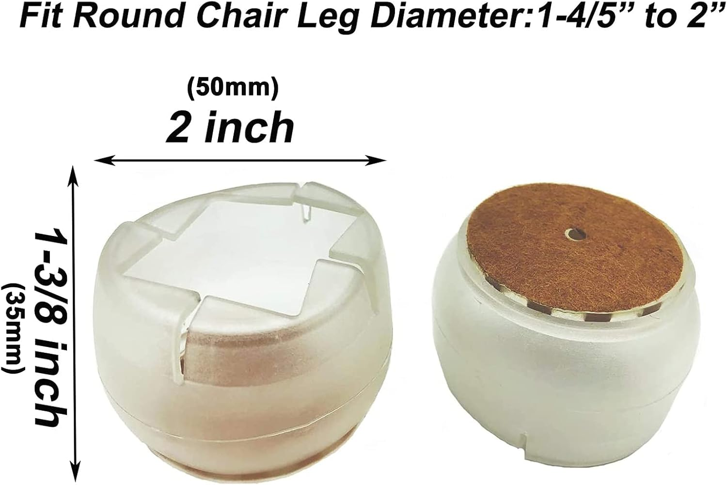 Maydahui 16PCS round Chair Leg Floor Protectors Furniture Silicon Table Feet Covers Prevents Scratches Glides Caps Cups Fit 1-4/5 to 2 Inch （45-50Mm） image number 2
