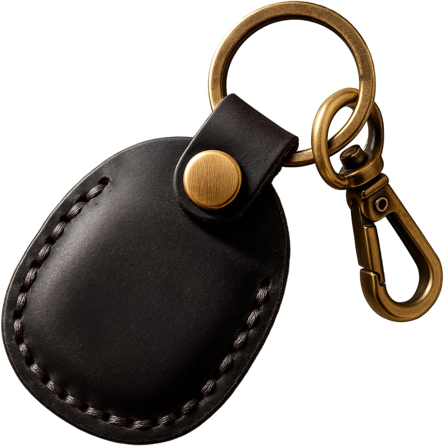 Leather Airtag Holder with Keychain, Portable Handmade Genuine Leather Air Tag Holder with Keyring Full Coverage