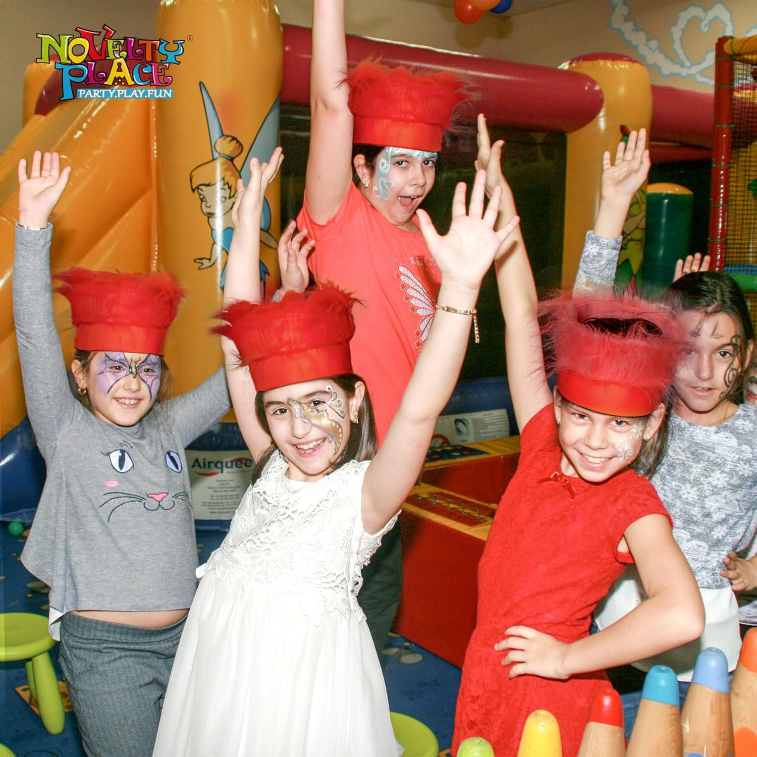 Novelty Place Red Hairy Costume Headband - Fun and Fuzzy Crazy Hair Wig Troll Hair Costume Accessory - Perfect for Sports Parties, Cosplay, Halloween - Fit Kids, Teens and Adults image number 4