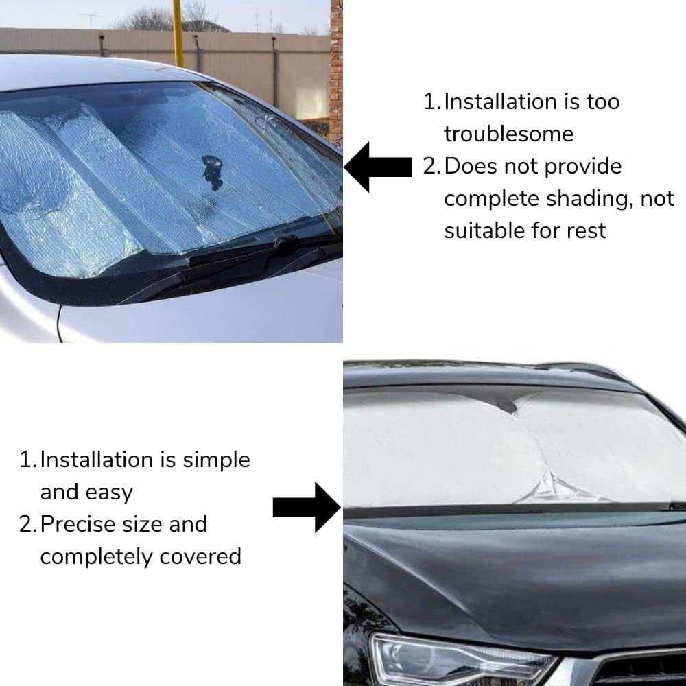 Maro WS-CM Car Windshield Sun Shade with Storage Pouch, Car Sun Visor, Medium Size 150 X 78Cm