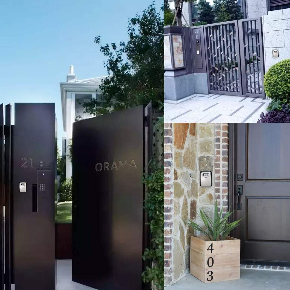 Valuehall Zinc Alloy Wall Mounted Combination Key Safe Storage Box with Slide Cover Lock Box for House Key 4 Digit Combination with Mounting Kit for Hotel Home Garage School V8168 image number 6