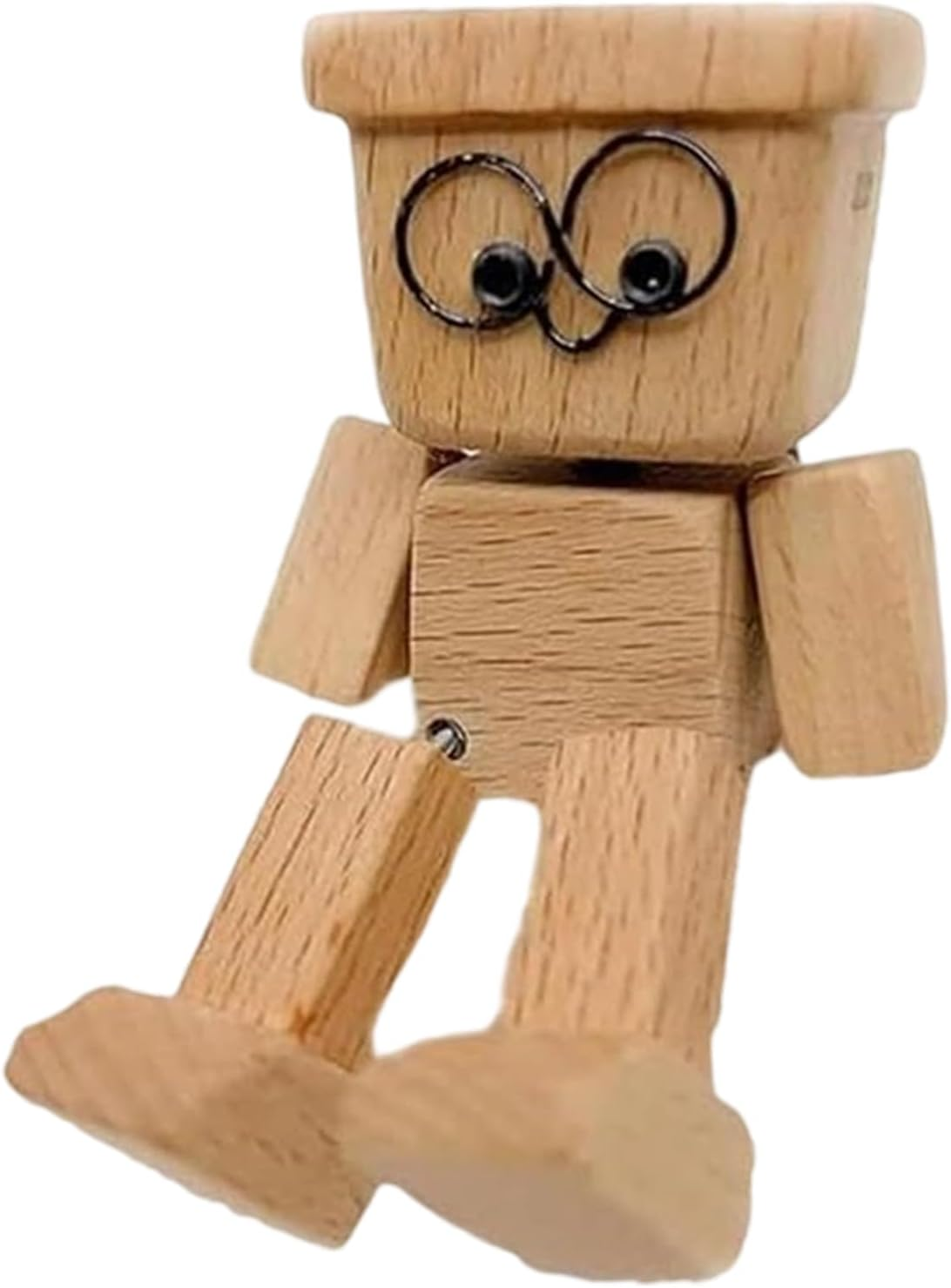 Shaking Wooden Man Figurine, Car Ornaments Charming Little Wooden Figure That Sways, Handmade Shaking Feet Figure Doll for Car Dashboard