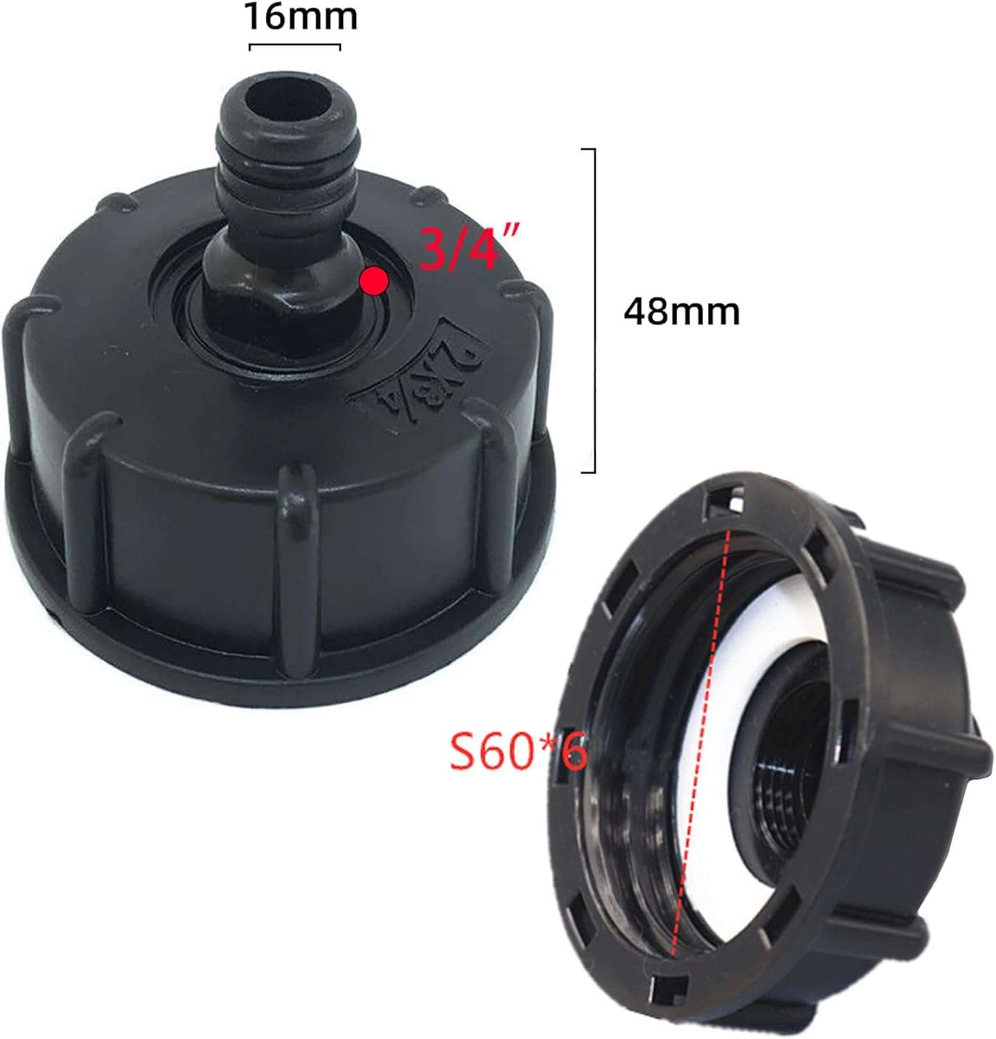 IBC Tank Adapter Plastic Hose Faucet Connector S60X6 Coarse Thread Cap to 3/4" Water Butt Faucet Adapter for IBC Tone Valve image number 5