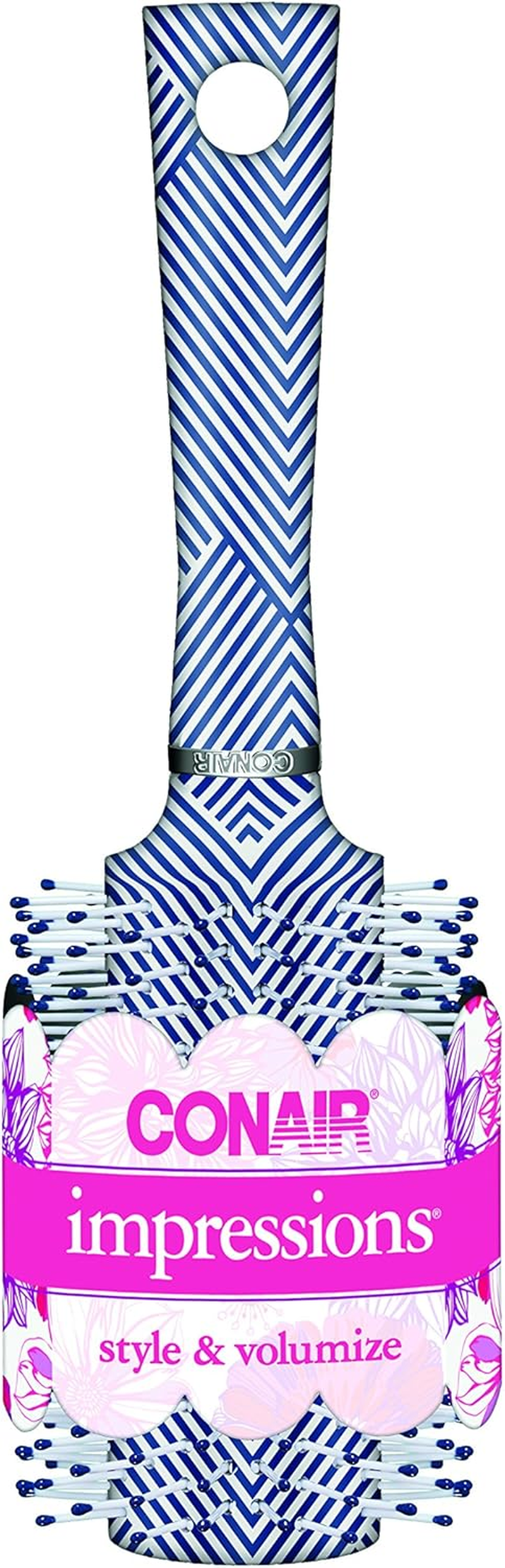 Conair Impressions Hair Brush, Nylon Bristle, Round, Large, Colors May Vary