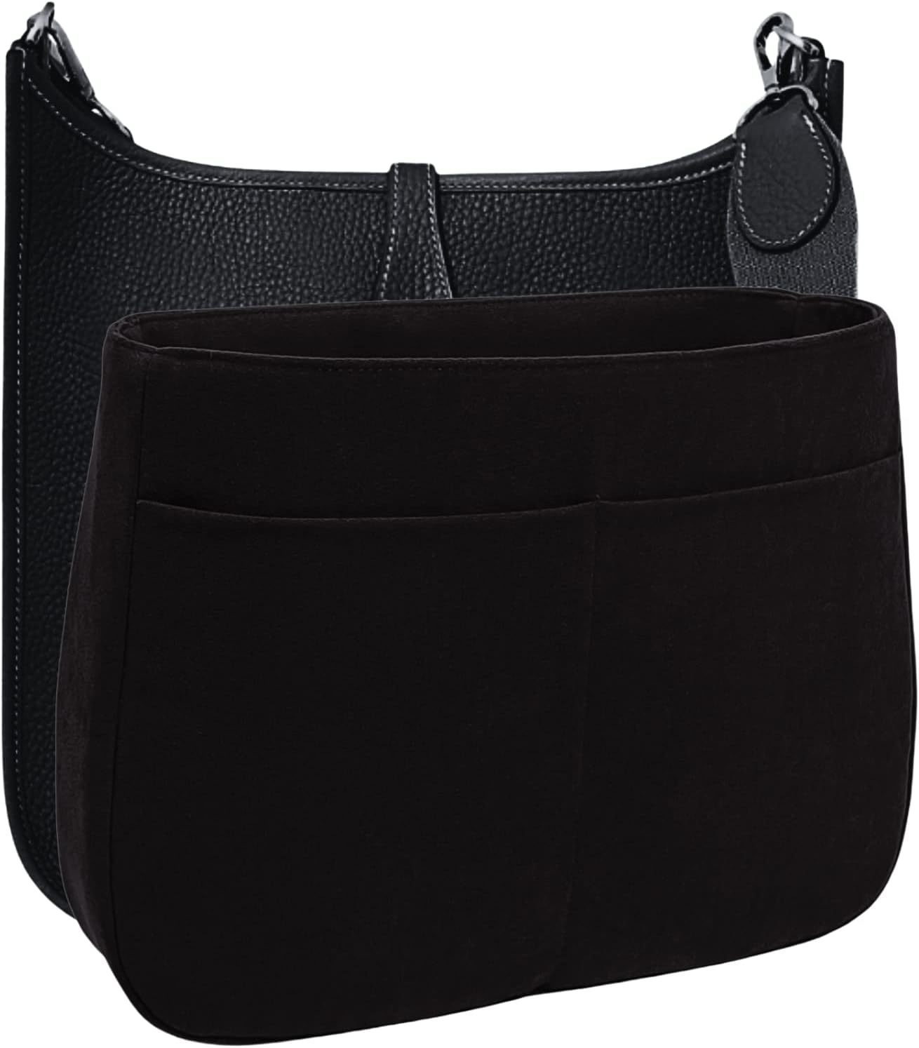 Purse Organizer Insert for Evelyne 29 PM Handbag, Faux Suede Fabric, Lightweight, Fits Perfectly, Sturdy, Hand Wash, Keep Its Shape Gift Ideas for Women (Purple E29S)