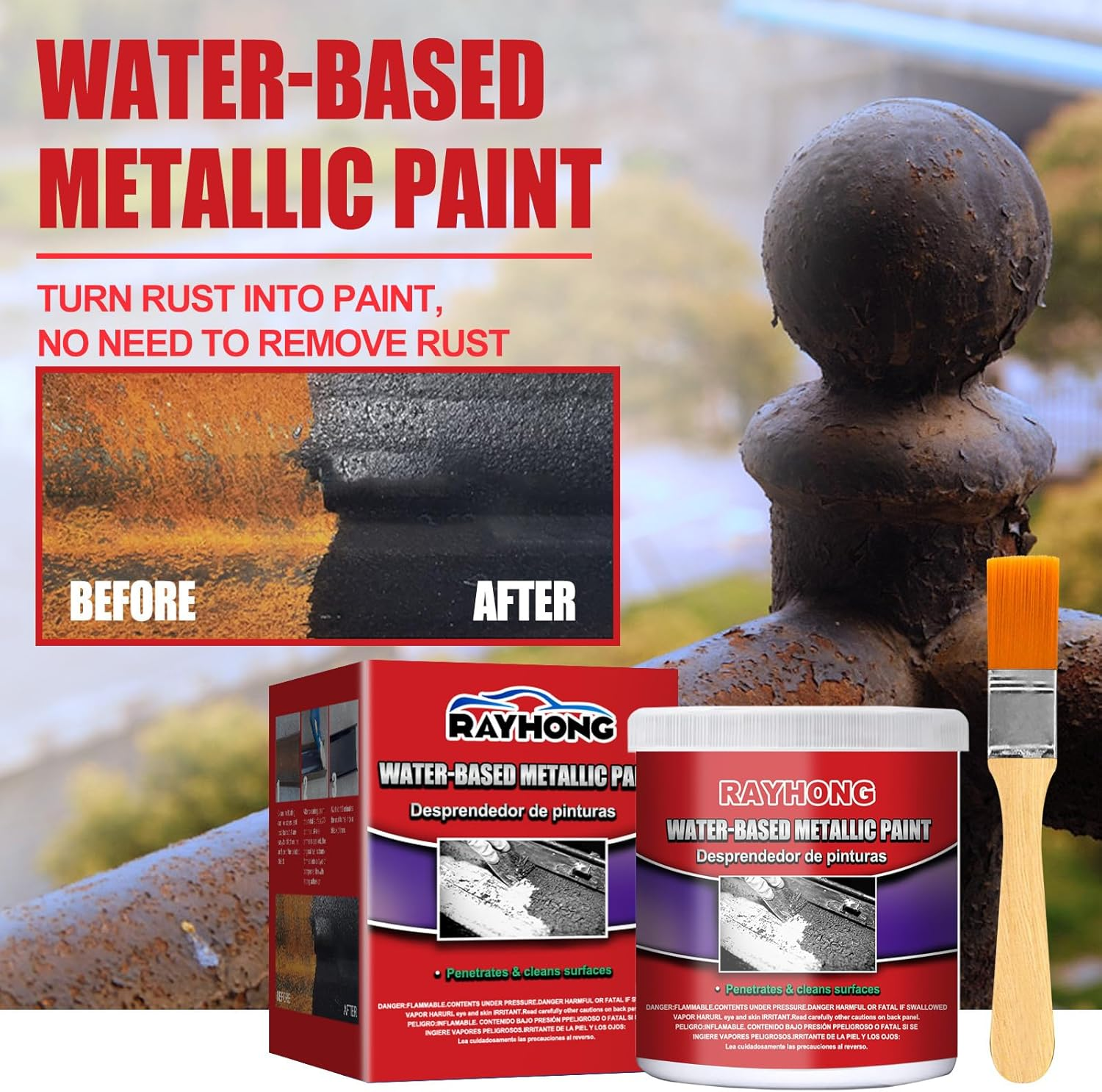 WATSKY Rust Remover Water-Based Primer Metal Renovation Anti-Rust Bolt Rust Remover Primer Rust Conversion Agent 100G with Brush Set image number 2