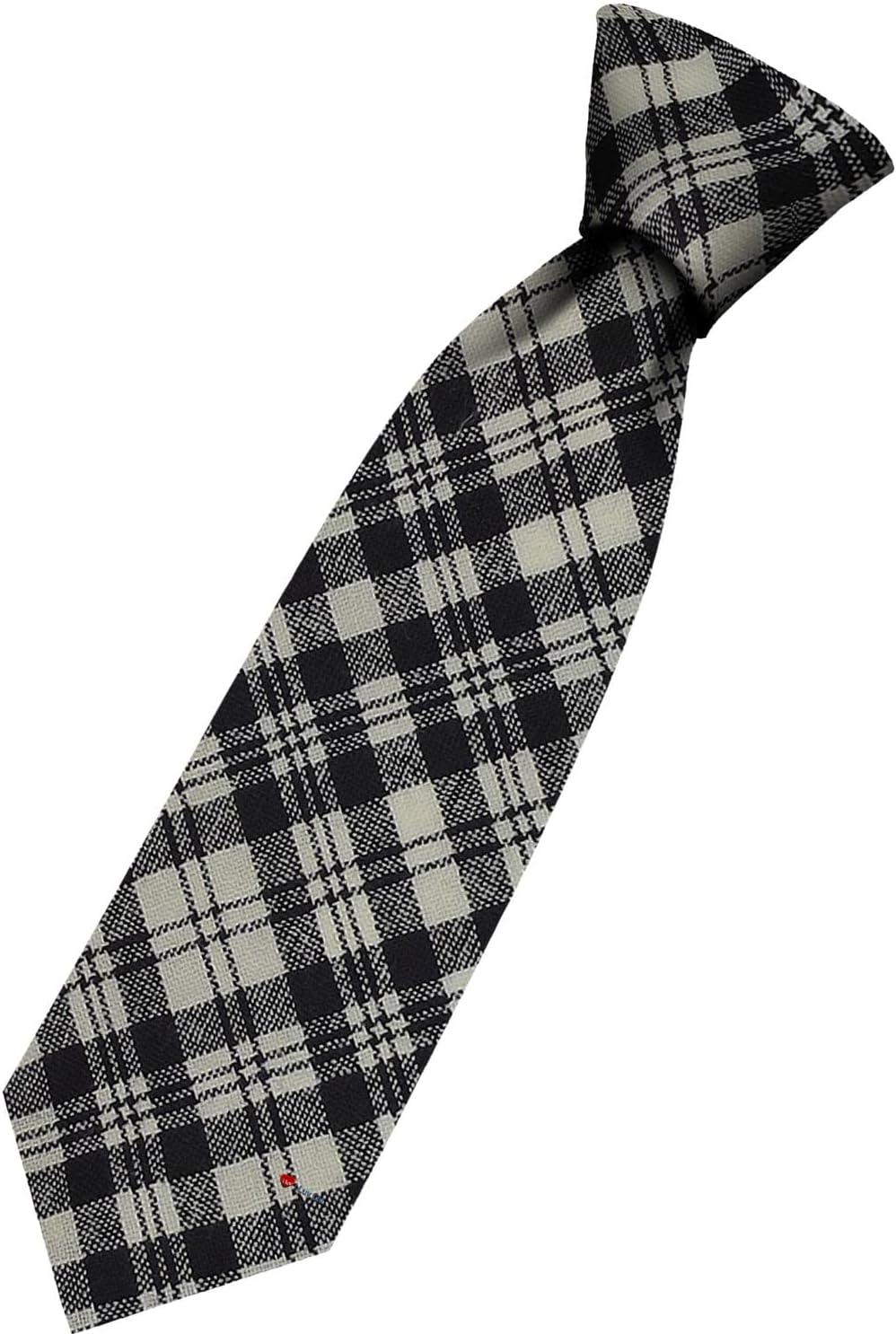 Mens All Wool Tie Woven and Made in Scotland in Scott Black and White Modern Tartan image number 1