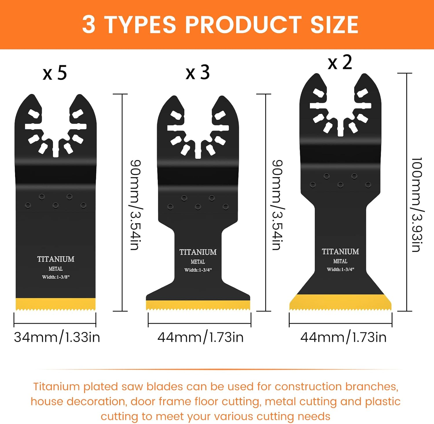 JTWEB Titanium Oscillating Tool Blade, 10PCS Oscillating Saw Blades Metal Cutting Multi Tool Blades Kits Wood and Metal Nails Plastic, Multitool Blades Fit Dewalt Milwaukee Bosch Dremel Rockwell - 50Pcs image number 3