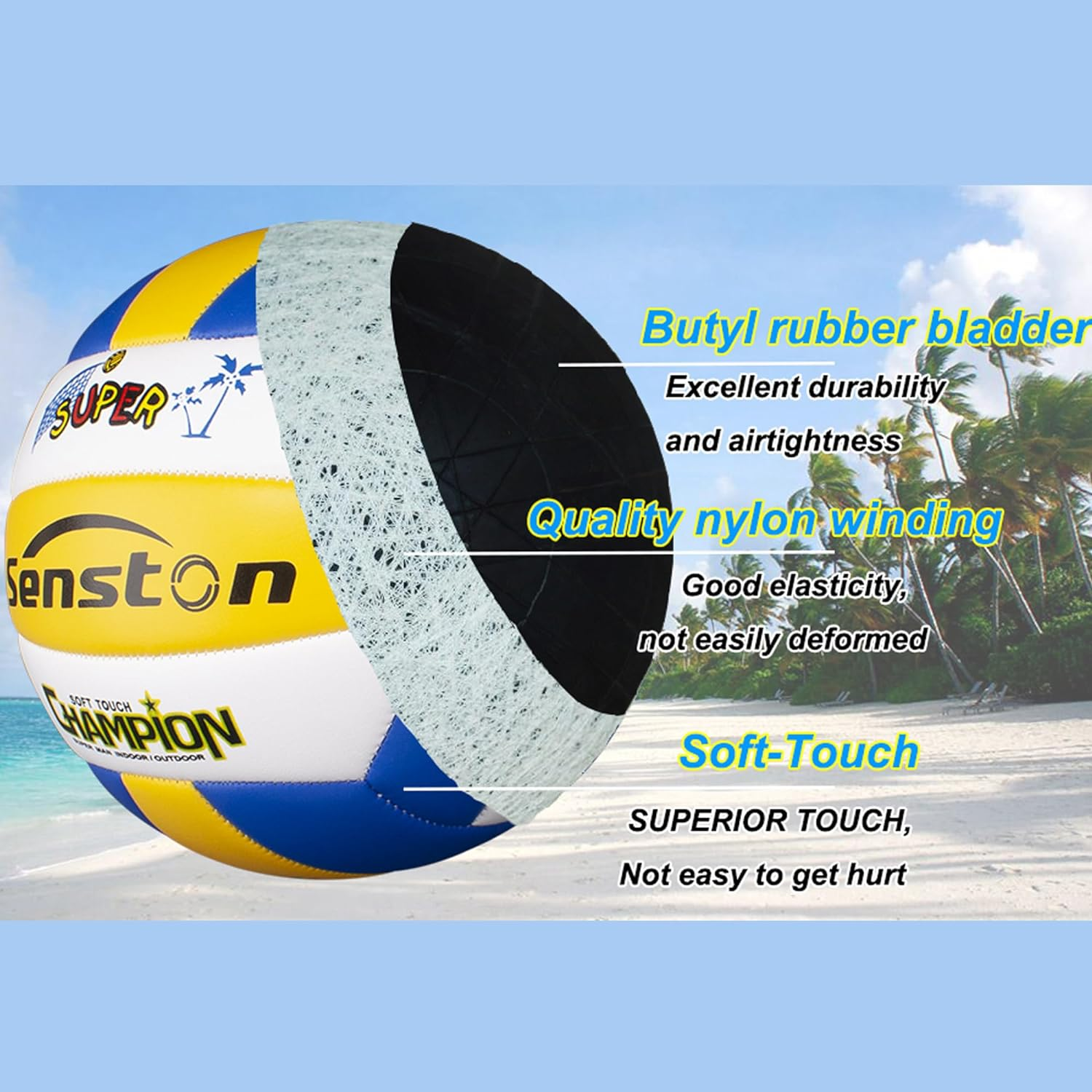 Senston Soft Volleyball - Waterproof Indoor/Outdoor for Beach Play, Game,Gym,Training Official Size 5 image number 1