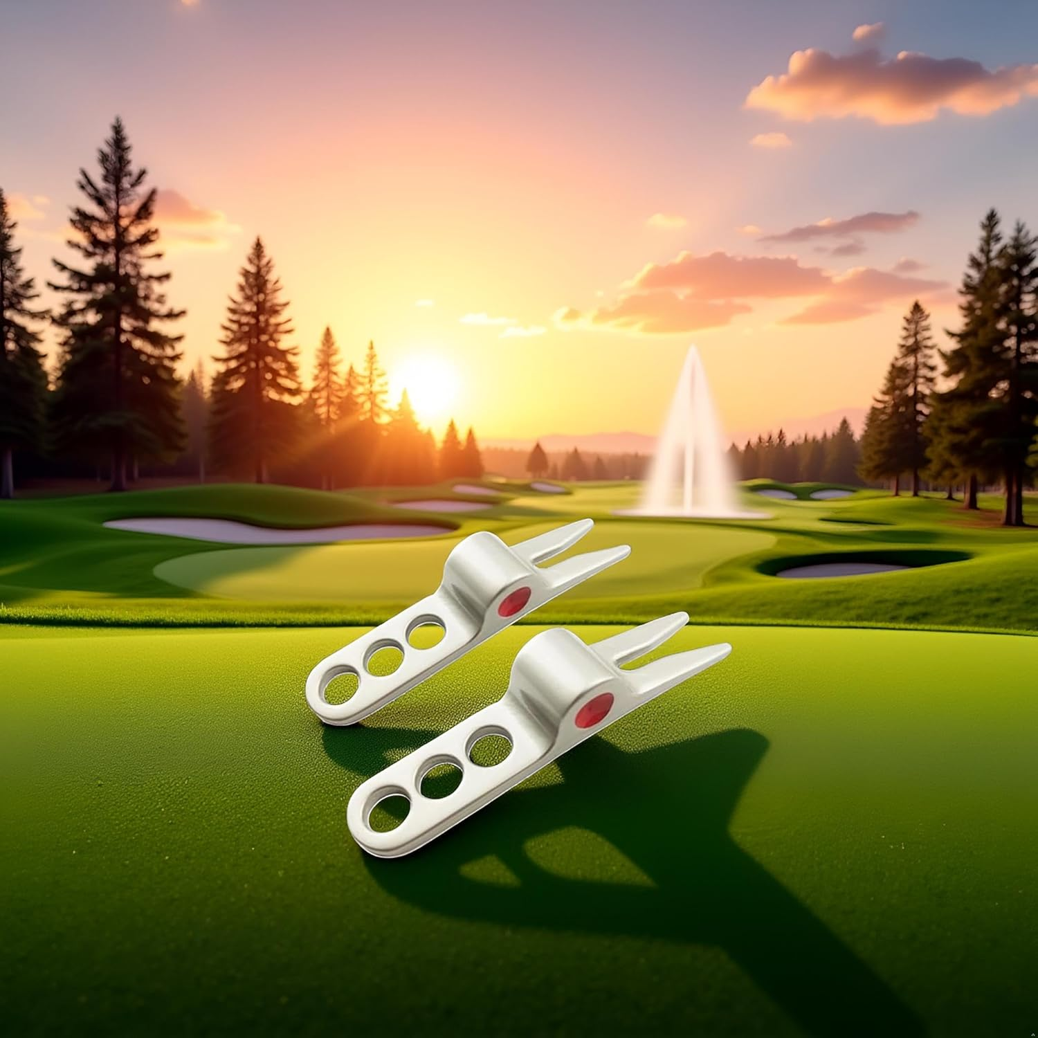 Jowxsx 2 Pcs Silver Golf Ball Fork Pivot Divot Repair Tool Compatible Divot Tools for Golf Divot Tools, On-Course Accessories image number 5