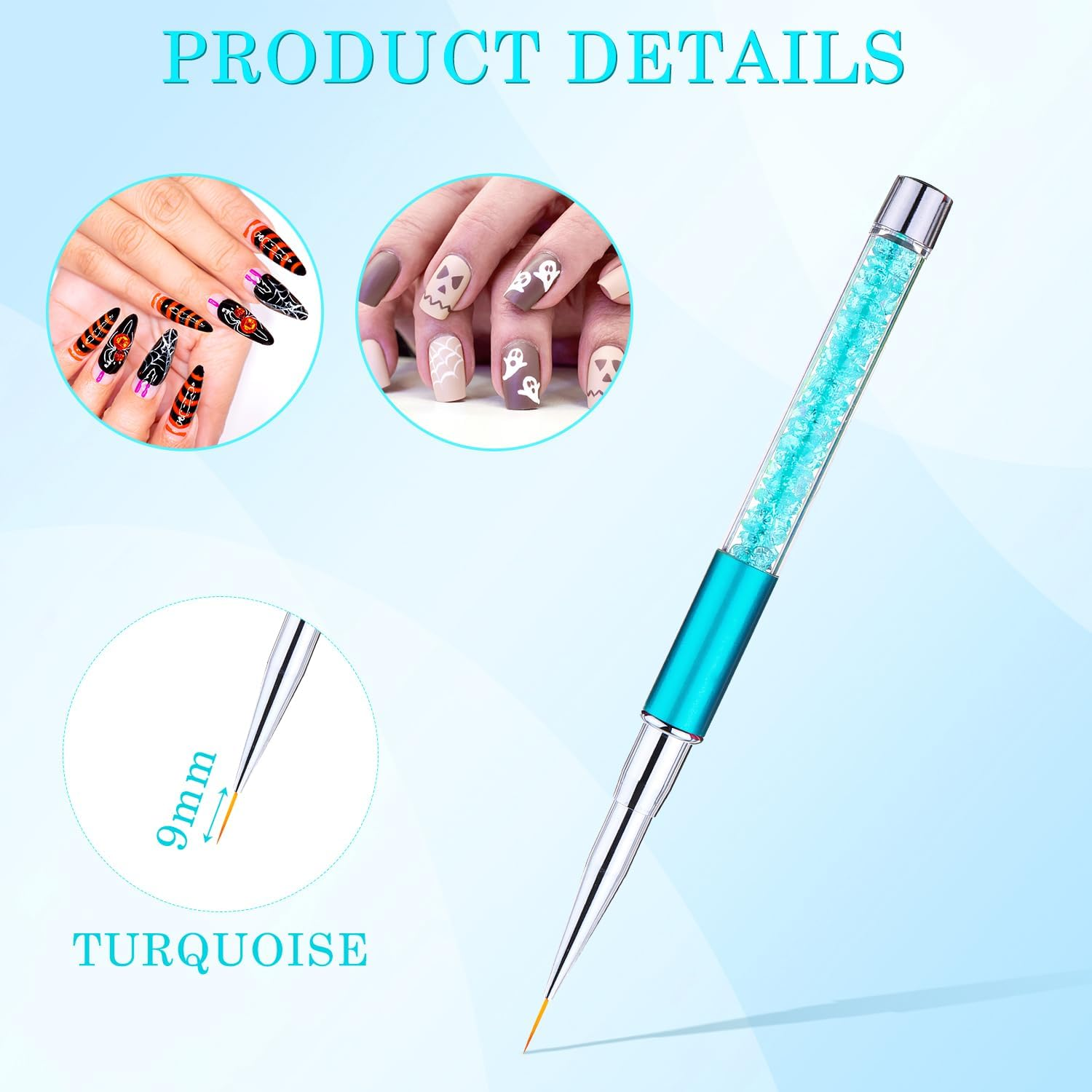 5 Pcs Nail Art Brushes, Nail Line Brush Nail Art Pens Nail Brushes for Nail Art Nail Art Tools for Nail Design Drawing（Size: 7/9/11/14/19Mm） image number 6