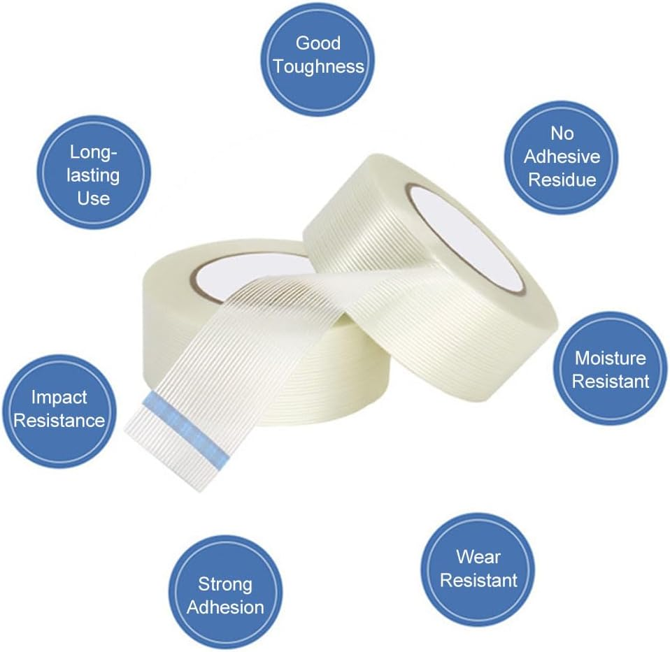 Fiberglass Filament Tape, Reinforced Fiberglass Packing Tape Heavy Duty Transparent Strapping Tape for Packing, Repairing, Fixing (20Mm X 50M) image number 4