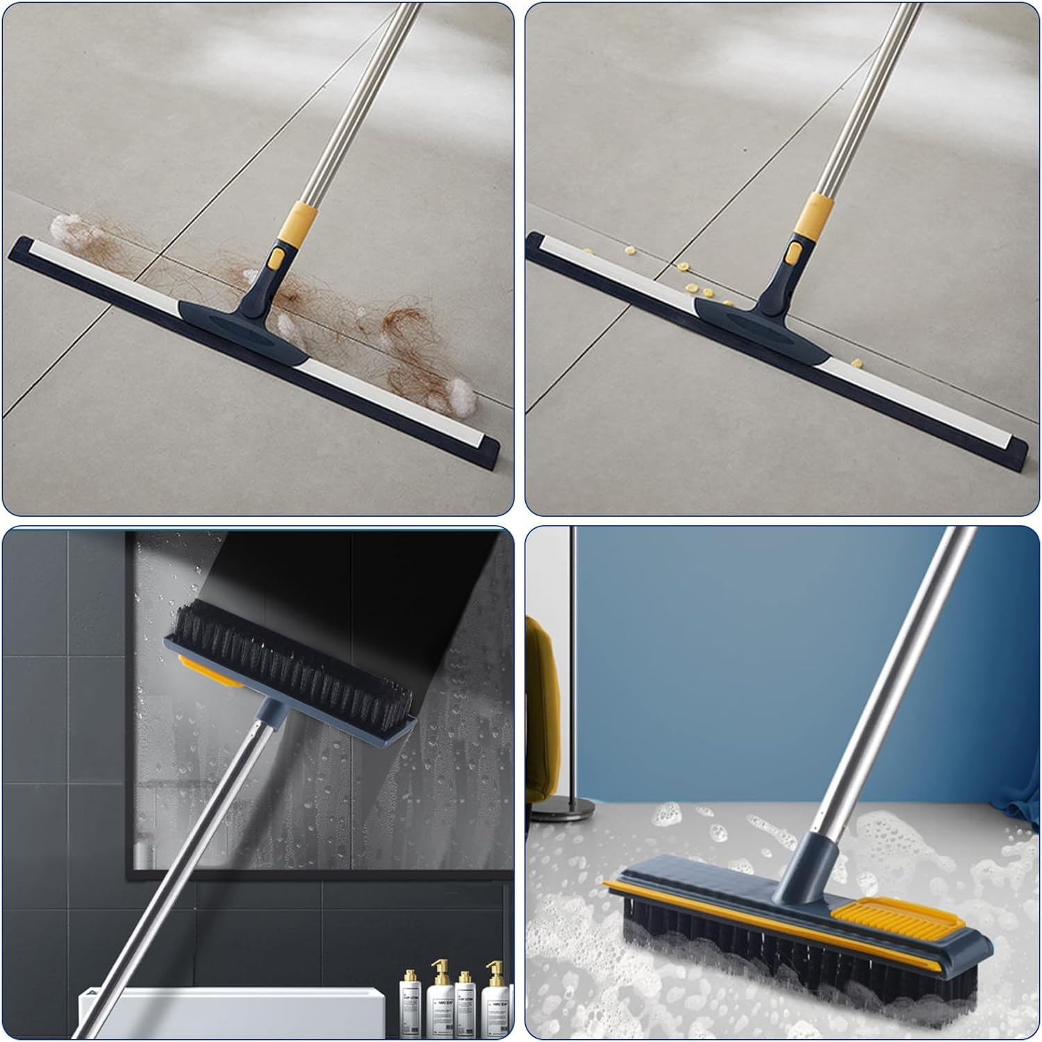 Woobroo Floor Squeegee and Floor Scrub Brush Set for Tiles, Cleaning Pet Hair, Sofa, Window, Carpet, Bathroom and Hard to Reach Corners image number 5