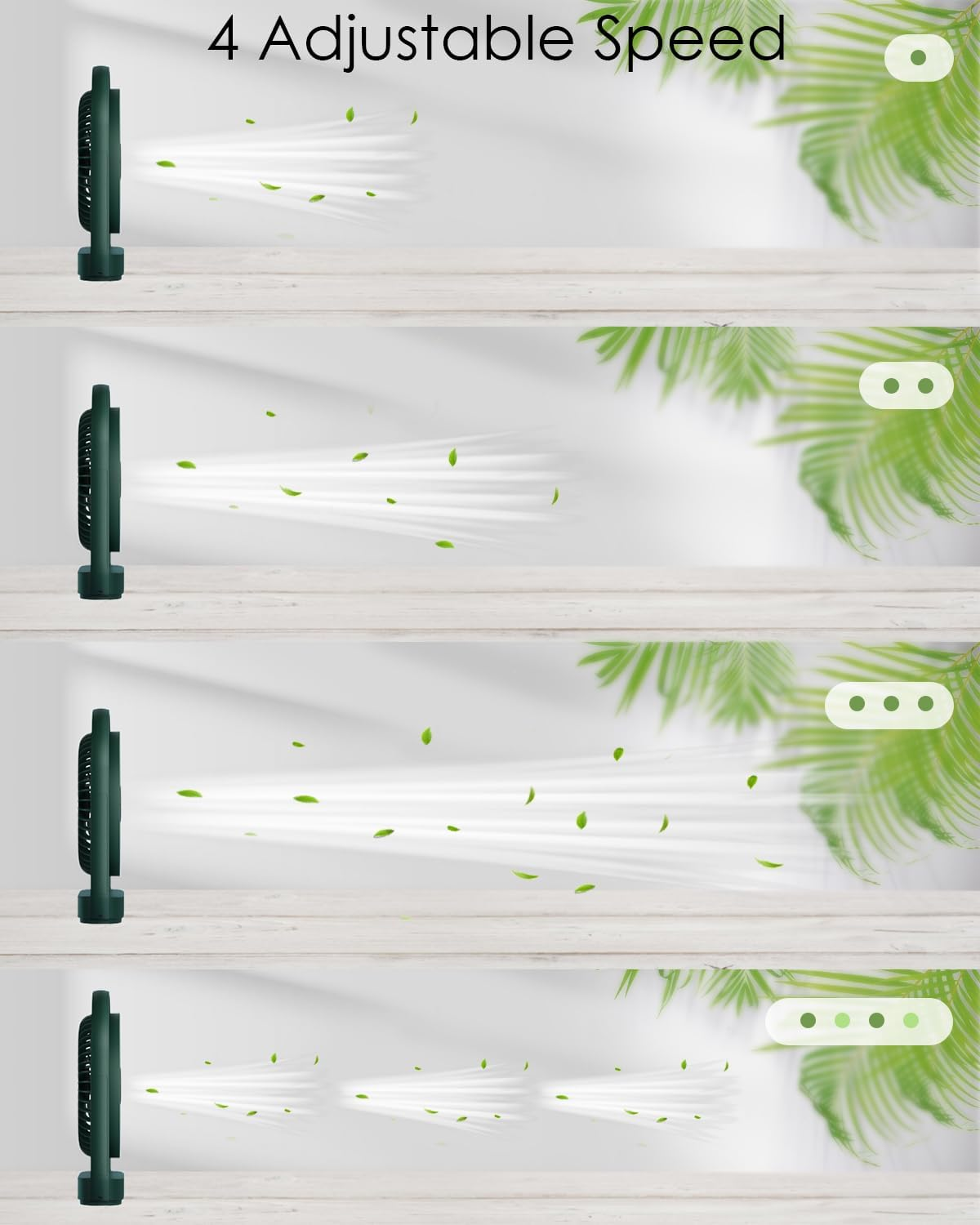 Acemining Fan, Silent Fans & Cooling, Rechargeable Fans, Desk Fan with 4 Speed, USB Fan with Night Light, 330&deg; Rotation Electric Fan, Small Table Fan for Bedroom Office Bedside image number 3