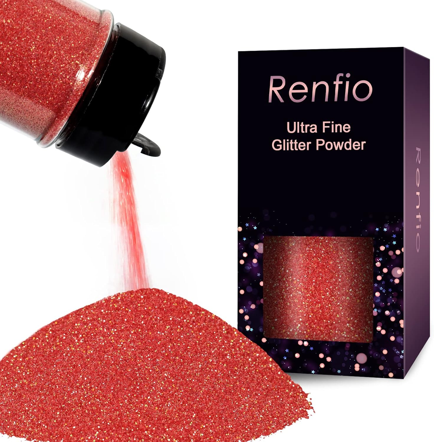 Renfio Ultra Fine Glitter Powder Metallic Resin Glitter 2.11 Oz (60G) PET Flakes Crafts Sequins 1/128" 0.008" 0.2Mm Epoxy Chips Flakes for Tumblers Slime Decoration - Silver