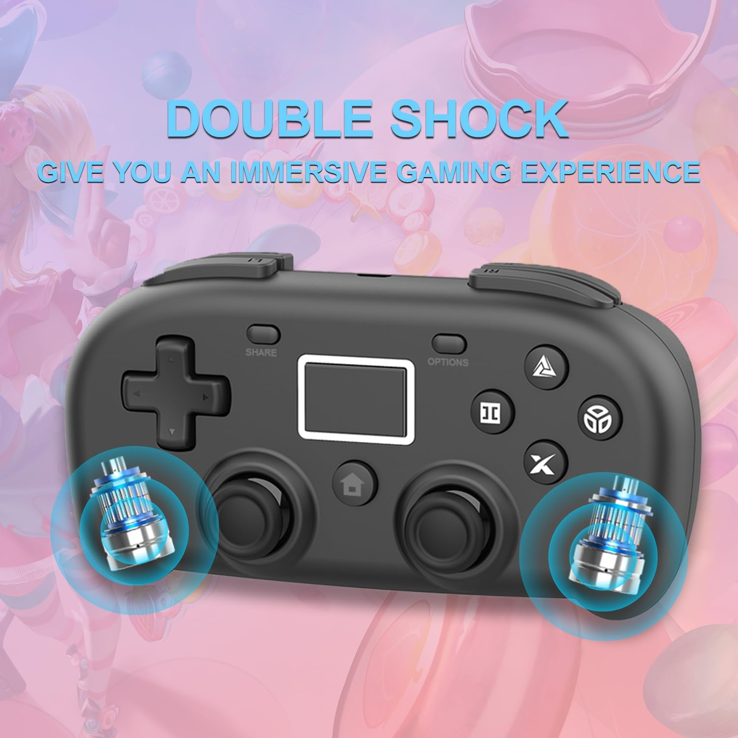 DYONDER Wireless Controller for Ps4,Mini Style PS4 Gamepad Compatible with Ps4/Pro/Slim,Pc Game Remote for Window10/8/7,Gaming Controller with Dual Vibration/6-Axis Sensor/Audio Function(Black) image number 3