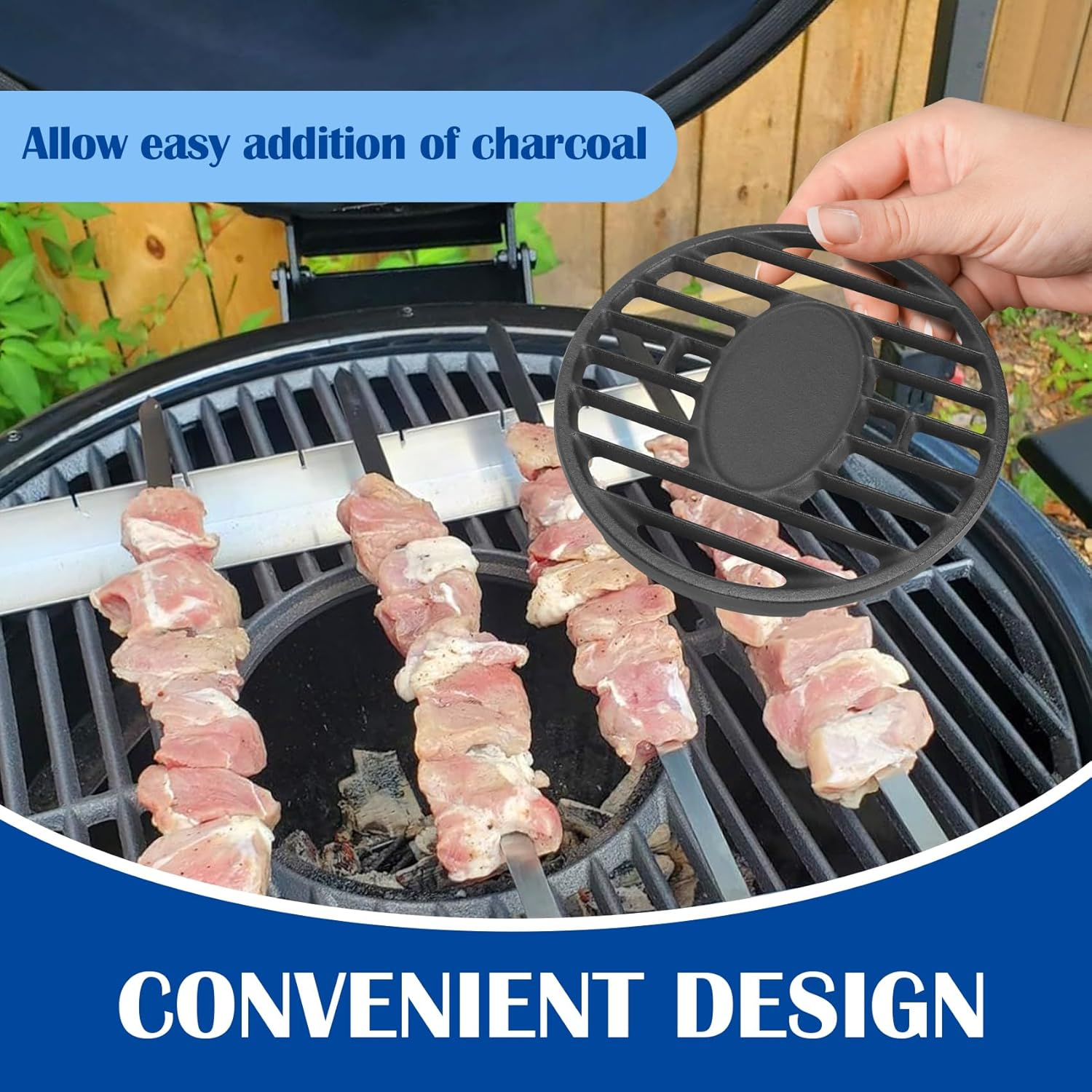 19.5" round Grill Grate for Akorn Kamado Ceramic Grill Char Griller Akorn 16620 E56720 16820 Parts, Cast Iron Grate for Char-Griller E16620 Pit Boss K24 Louisiana Grills K24 Replacement, Firepit Grate image number 1