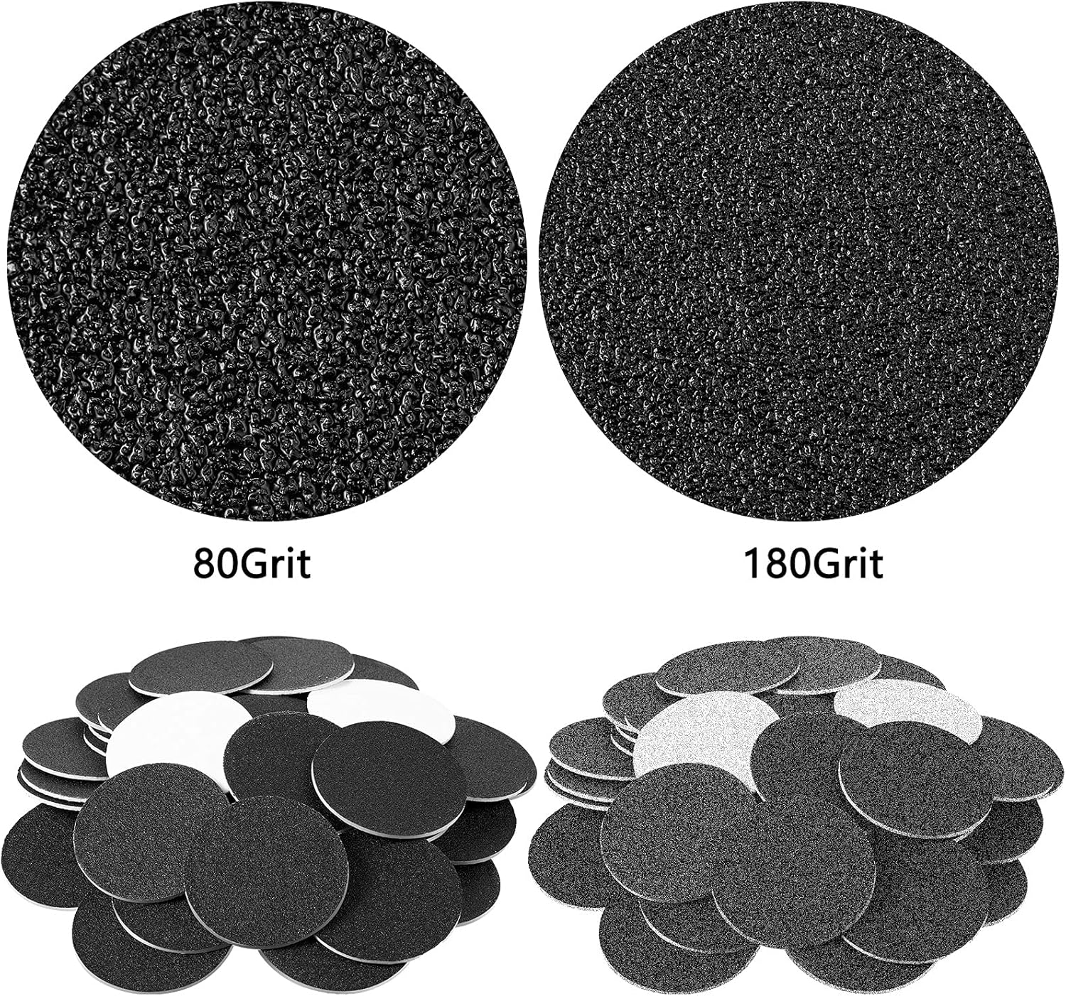 Maitys 120 Pcs Replaceable Sandpaper Discs Tip 2 Toe Refill Disks Replacement Sandpaper Pad Discs for Electric Foot File Callus Remover Dead Skin Calluses Removal (80 Grit,180 Grit) image number 2