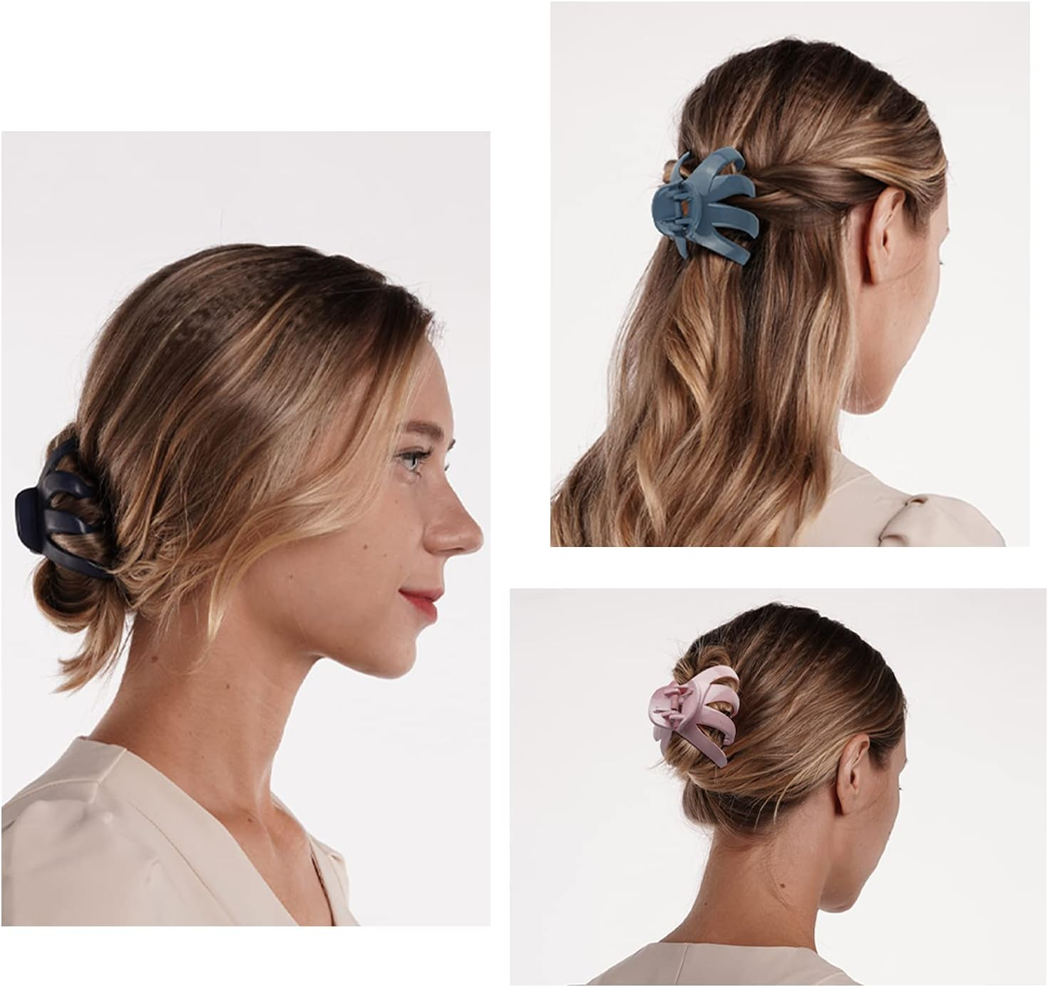 MAORULU Big Claw Hair Clips for Thick Hair, Matte Octopus Large Women and Girls, Jaw Strong Hold Jumbo Clip All Types, 6 Packs (Bright) 3.2*2.9*1.8 Inch image number 6