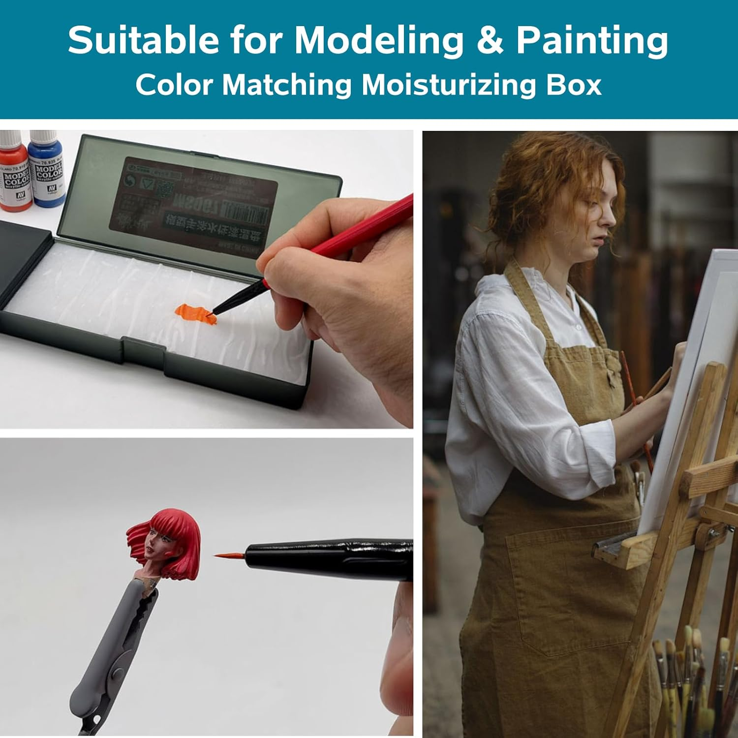 EWIS Wet Palette with Brush Cleaning Station,Portable Paint Palette for Acrylic Paints and Model Paint,Long-Lasting Moisture Locking Painting Pallette,Kids or Arts Crafts Painting Supplies(8.3&Prime;&zwnj;X2.8&Prime;)