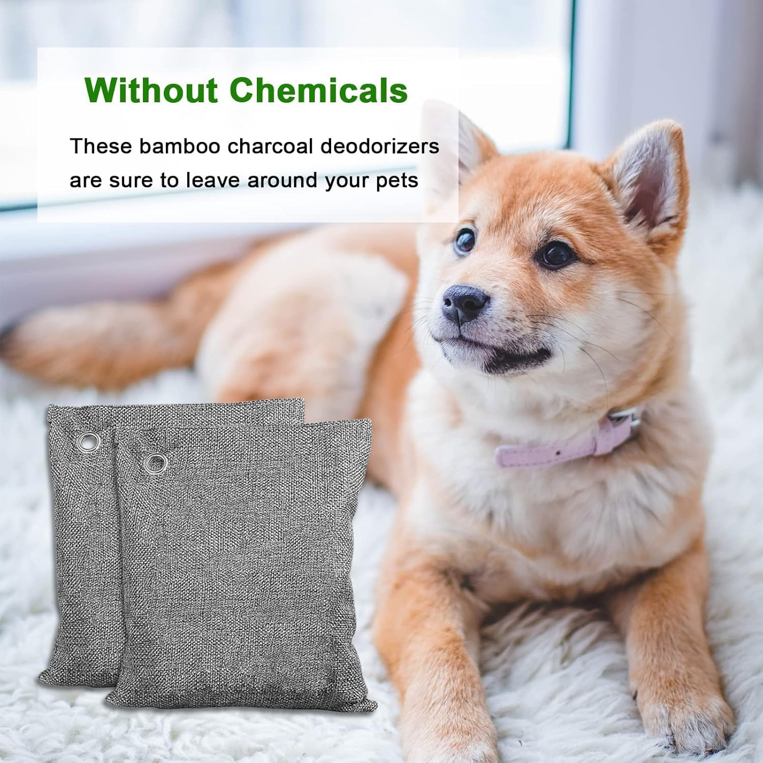 FLSEPAMB Bamboo Activated Charcoal Odor Absorber Bags, 4 Pack, Bamboo Charcoal Air Purifying Bag, Nature Fresh Car Odour Eliminator, Odors, Moisture Absorber for Home, Car, Pets, Room, Closet image number 4
