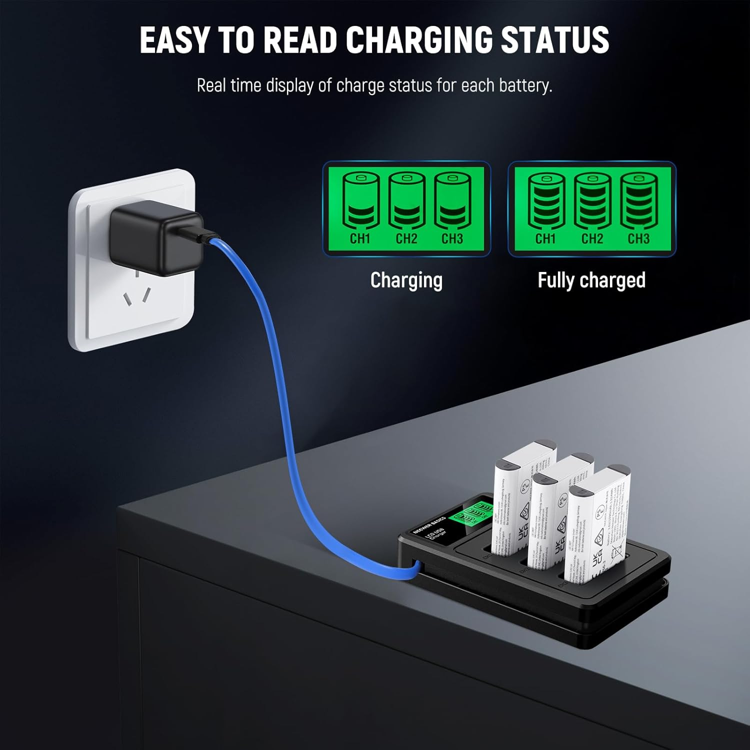 NEEWER Basics 3Pcs NP-BX1 Replacement Batteries with USB Triple Charger, 1090Mah Camera Backup Power Supply Compatible with Sony ZV1 ZV-1 II Cybershot RX100 RX100II RX100M II HDR-AS15 HDR-AS30 image number 6
