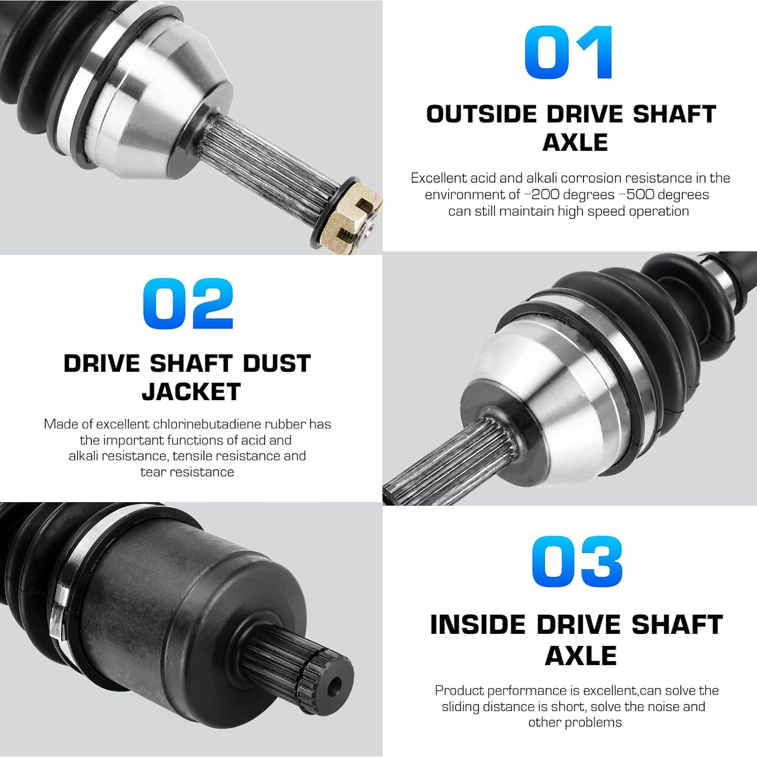 Front Left or Right CV Axle for Polaris Ranger Midsize 500/570 / EV/ETX 2015 2016 2017 2018 2019 2020 2021, Replace for 1333238, 2 Front Axles image number 4