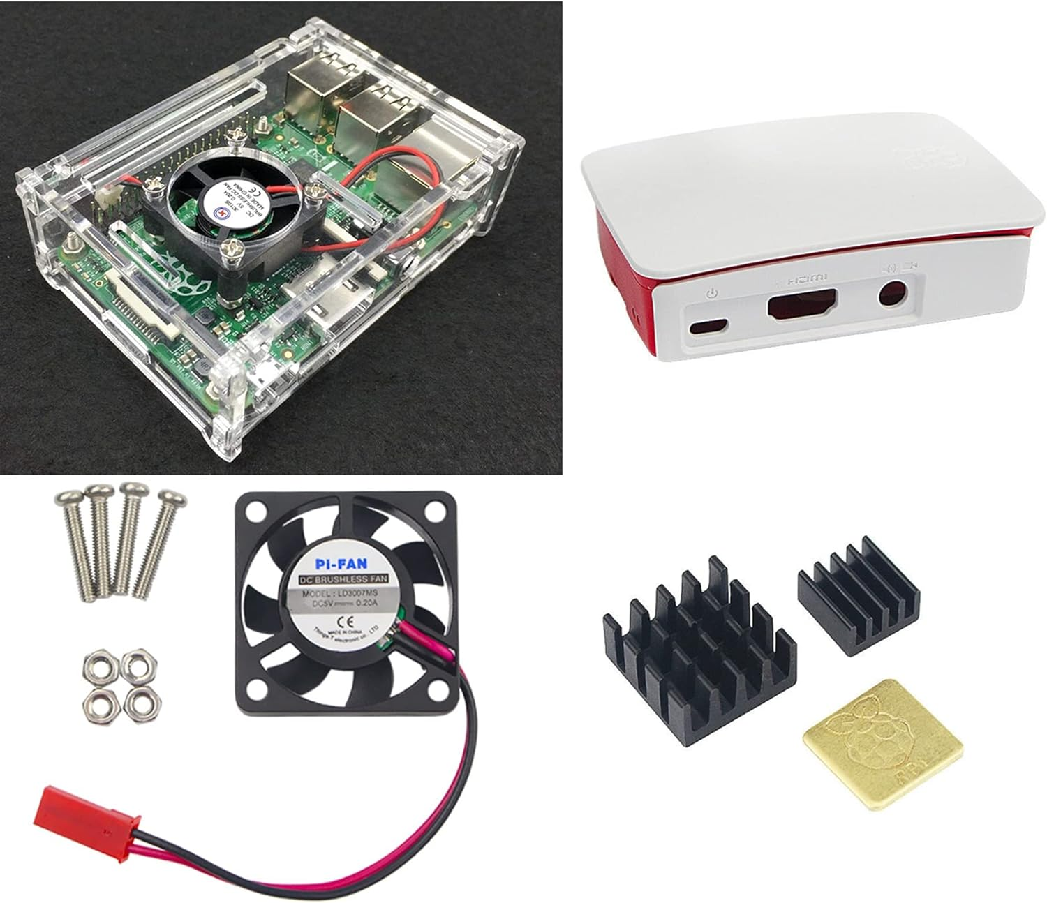 DIGISHUO 8 in 1 Kit Complete Raspberry Pi 3 Model B+ Module&Official White Red Case&Transparent Case&Hdmi Cable&A1 32G Sandisk SD Card&3Pcs Heatsink&5V 3A AU Power Supply image number 3