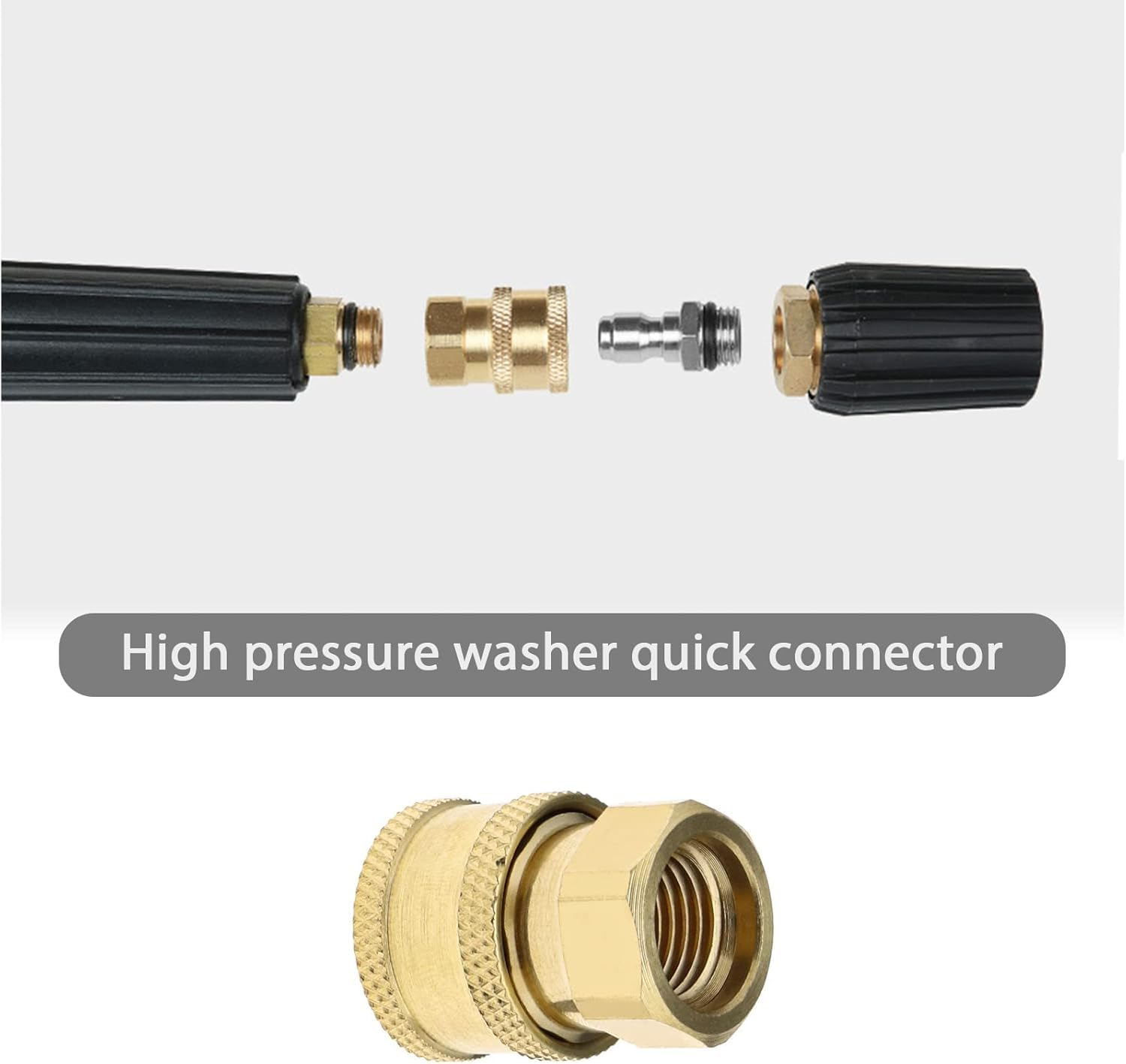 Limcryspp High-Pressure Cleaning Machine Nozzle Connector, M14 Thread, 1/4 Quick Connector, Internal Thread Connector and External Thread Brass Quick Connector image number 3