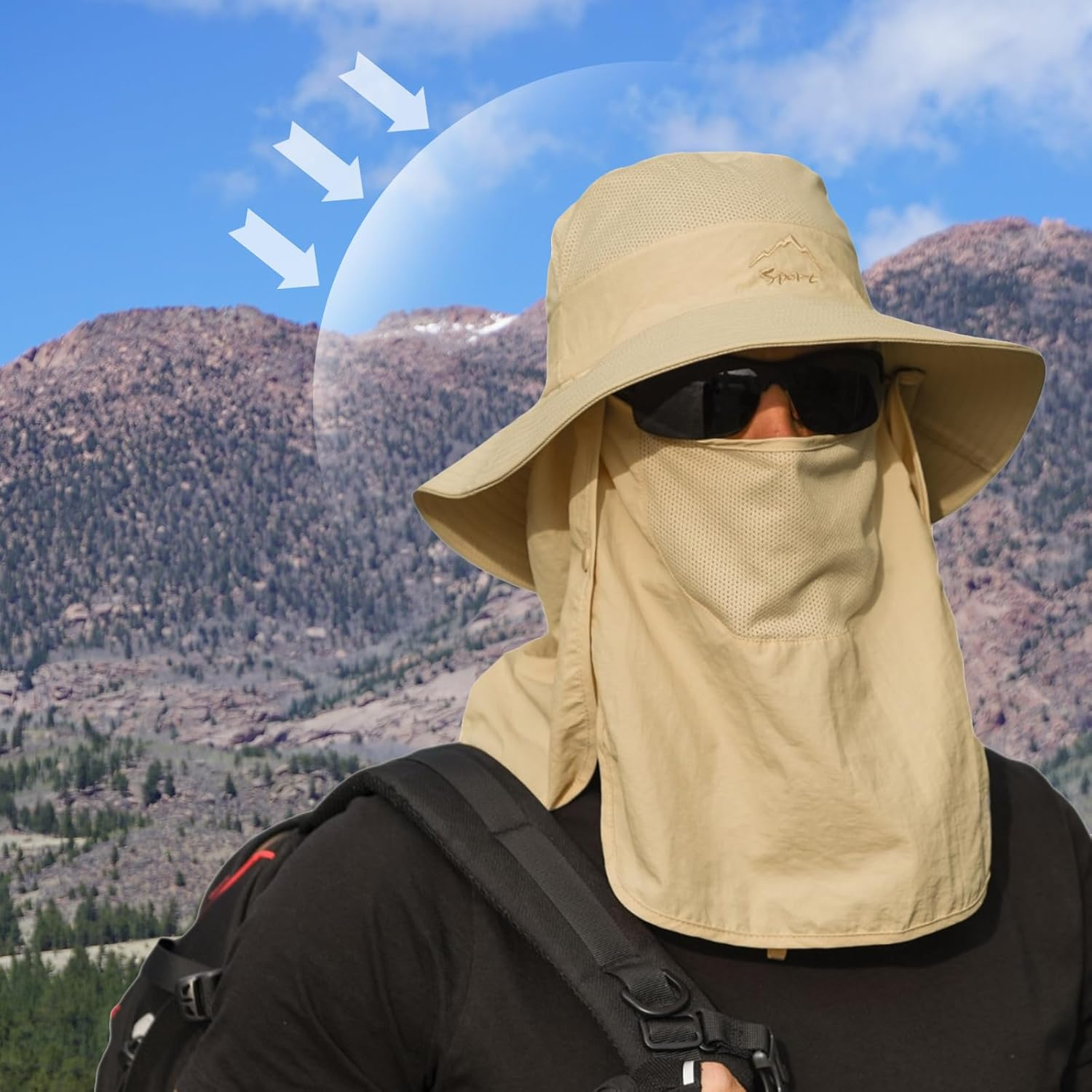 Sun Hat Men Women Summer Outdoor Unisex UV Protection Hat Adjustable Removable Foldable Fishing Hat Breathable Quick Drying Hiking Hat