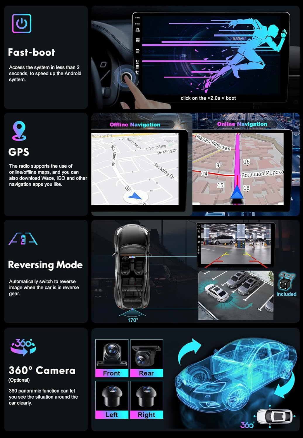 BXLIYER &brvbar; 8G+256G &brvbar; Android 14 IPS Car Stereo for Mitsubishi Pajero Sport 3 L200 5 Triton 3 2015-2019- Wireless Carplay/Android Auto - Camera + MIC - 9 Inch 2 Din DAB Steering Wheel Fast-Boot 360-CAM image number 2