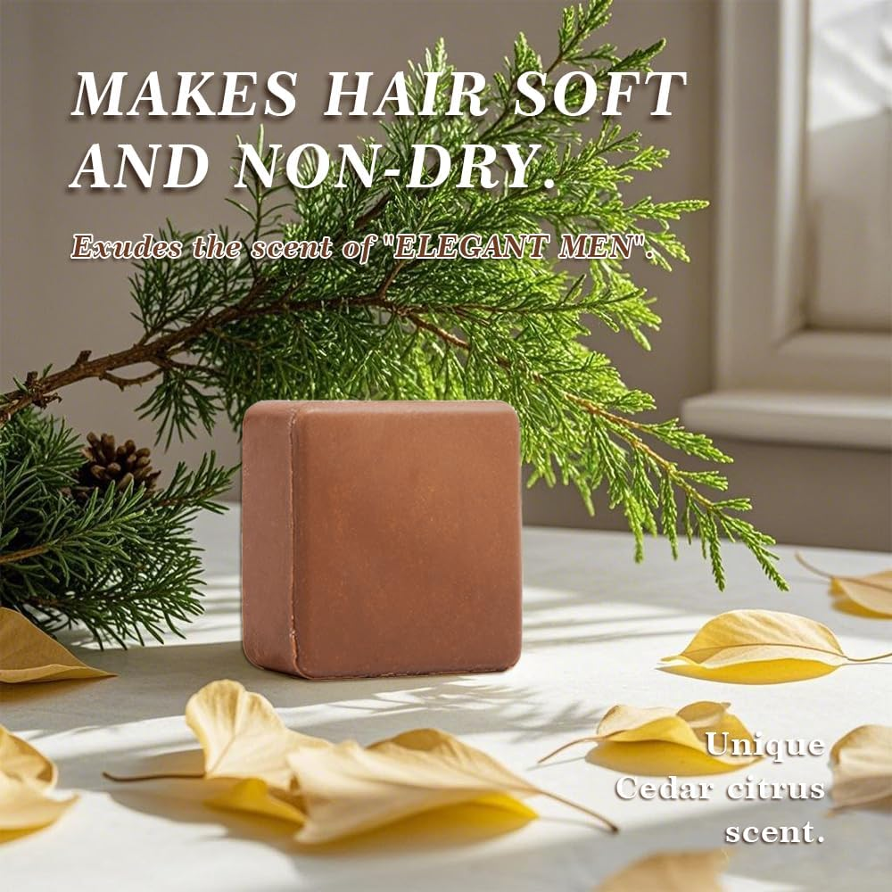 Shampoo Bar for Men - Experience a Distinctive Elegant Aroma, Quick Lather & Easy Rinse, Cedar Citrus Scent Natural Men Shampoo Soap Bar, Ldeal for Travel - 3.2Oz image number 1