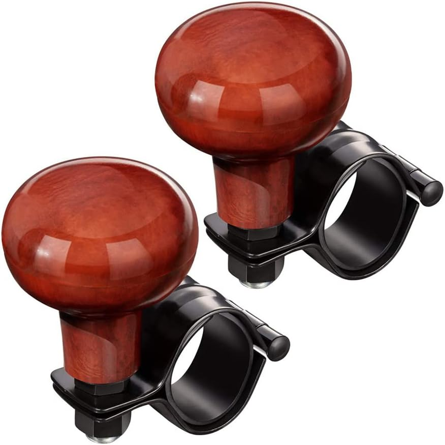 TOCAVE Woodgrain Steering Wheel Spinner Knob - Car Suicide Handle Knob Ball- Universal Wheel Accessories Arthritis Handicap Spinner (Redwood 2-Pack) image number 3