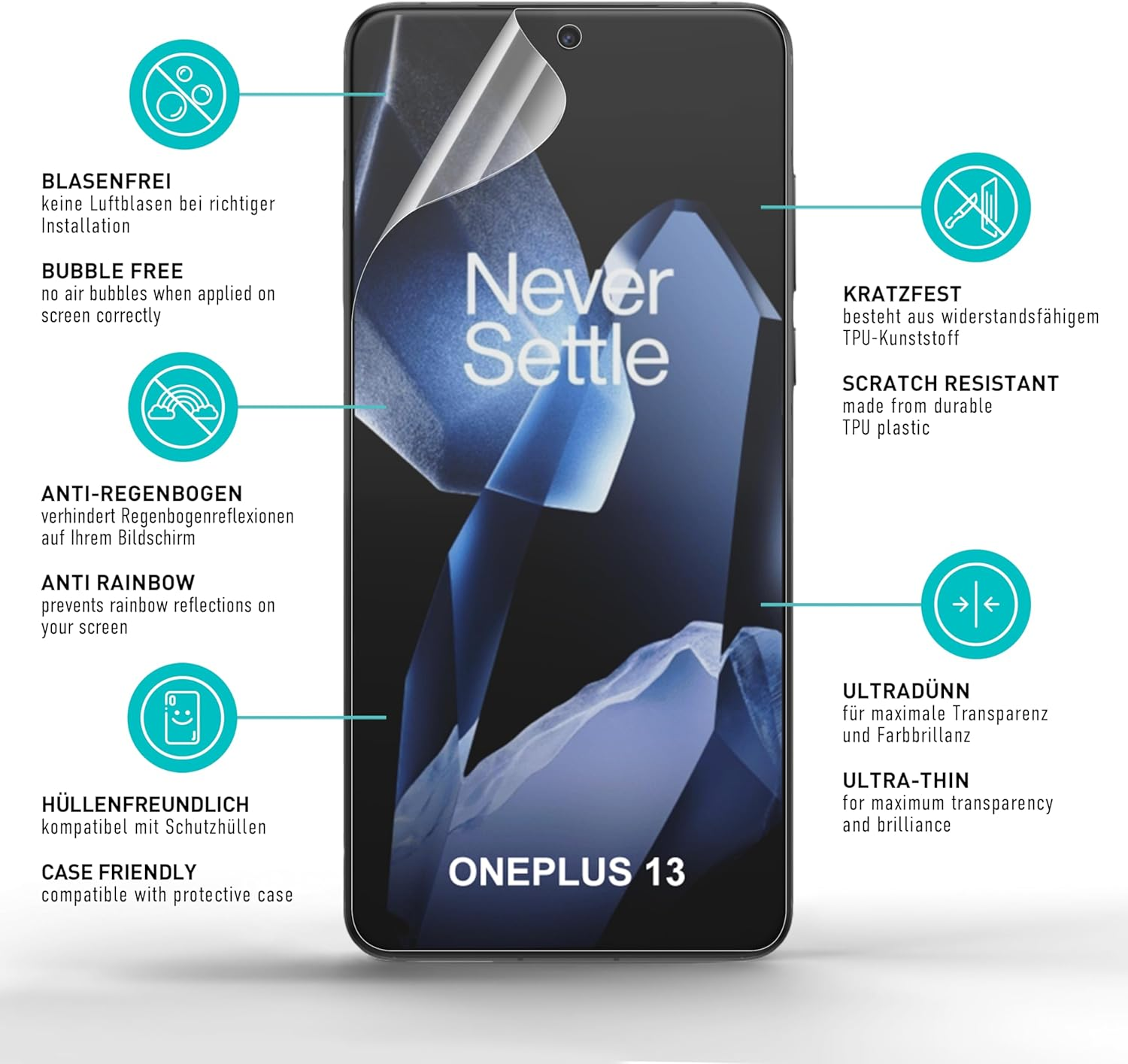 Smartect TPU Screen Protector [Pack of 2, Clear] Compatible with Oneplus 13, Covers the Whole Display, Screen Protector, Bubble-Free, Screen Protector anti Fingerprint image number 3