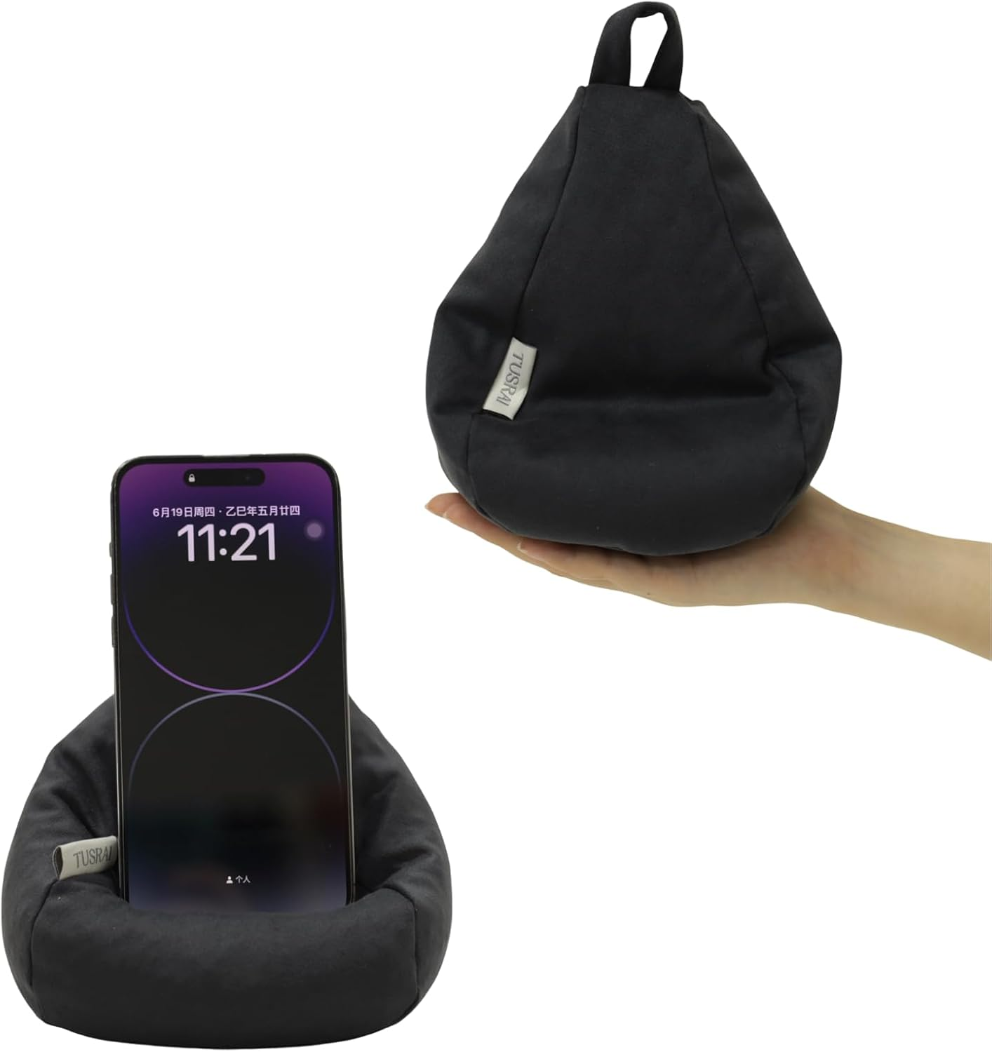 2Pcs Cover of Miniature Bean Bag Couch for Doll (No Filler) Ultra Soft Microfiber Microsuede anti Slip Mini Bean Bag Chair Cell Phone Holder Black Grey